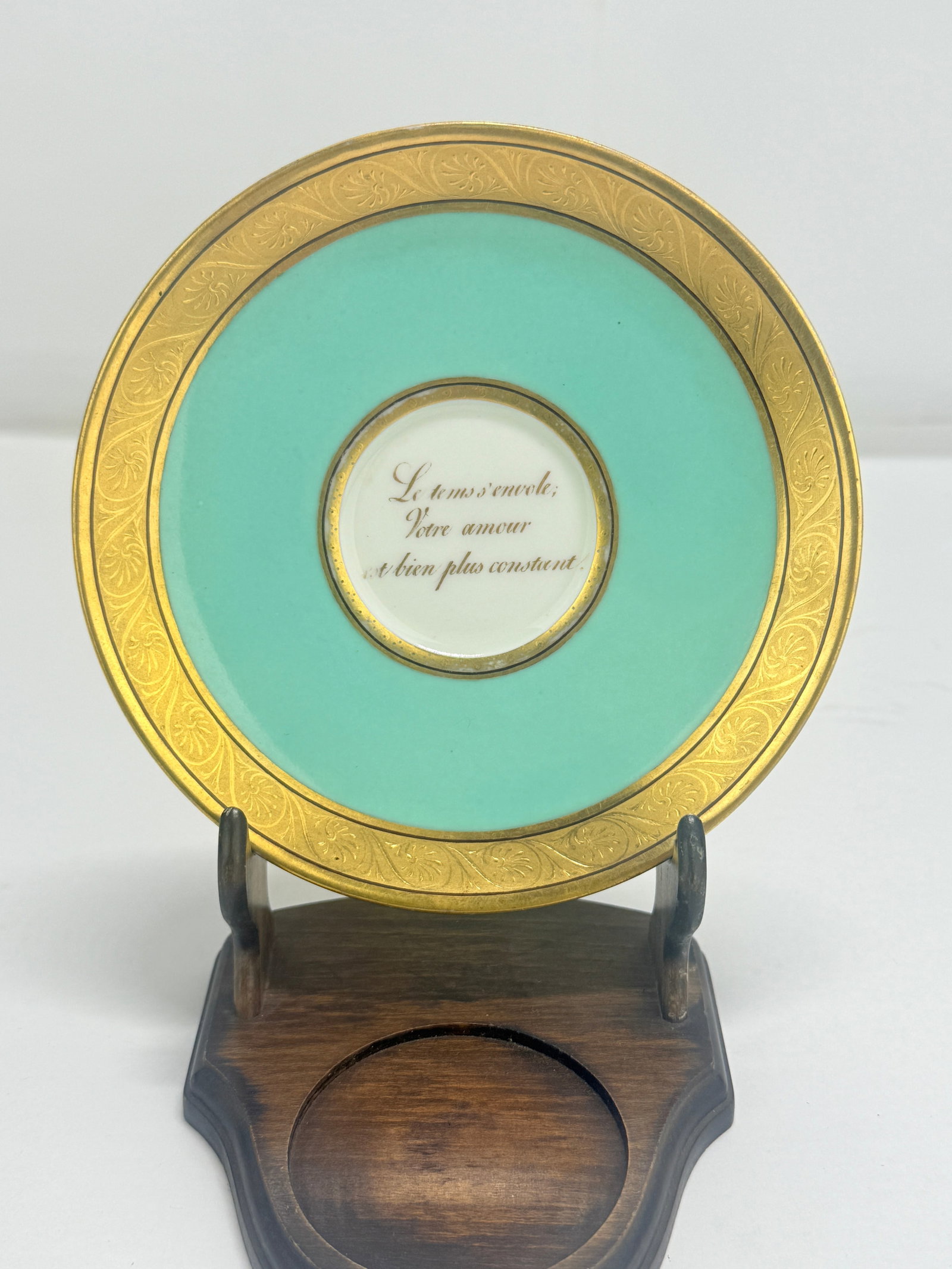 KPM Berlin Turquoise "Love Message" Cup & Saucer With Gilt, C. 1860–80 - 10