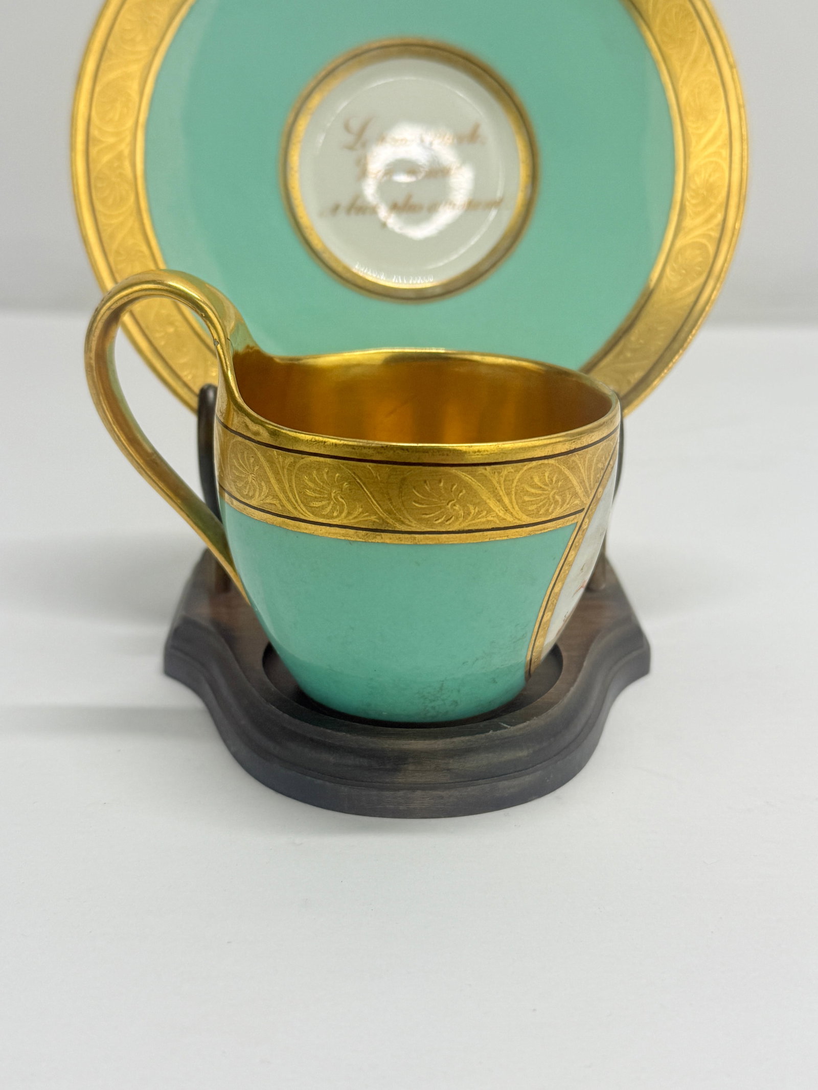 KPM Berlin Turquoise "Love Message" Cup & Saucer With Gilt, C. 1860–80 - 6
