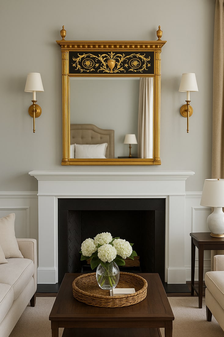 Gilt Regency Style Wall Mirror – 32" W × 47" H - 7