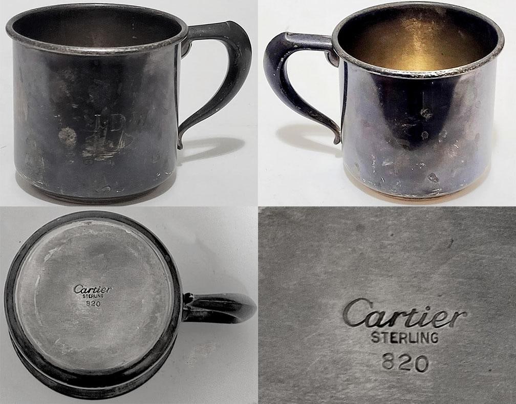 Antique Cartier Sterling Silver Cup Tw 91g Monogram J. D. W. Heavy Patina - 2