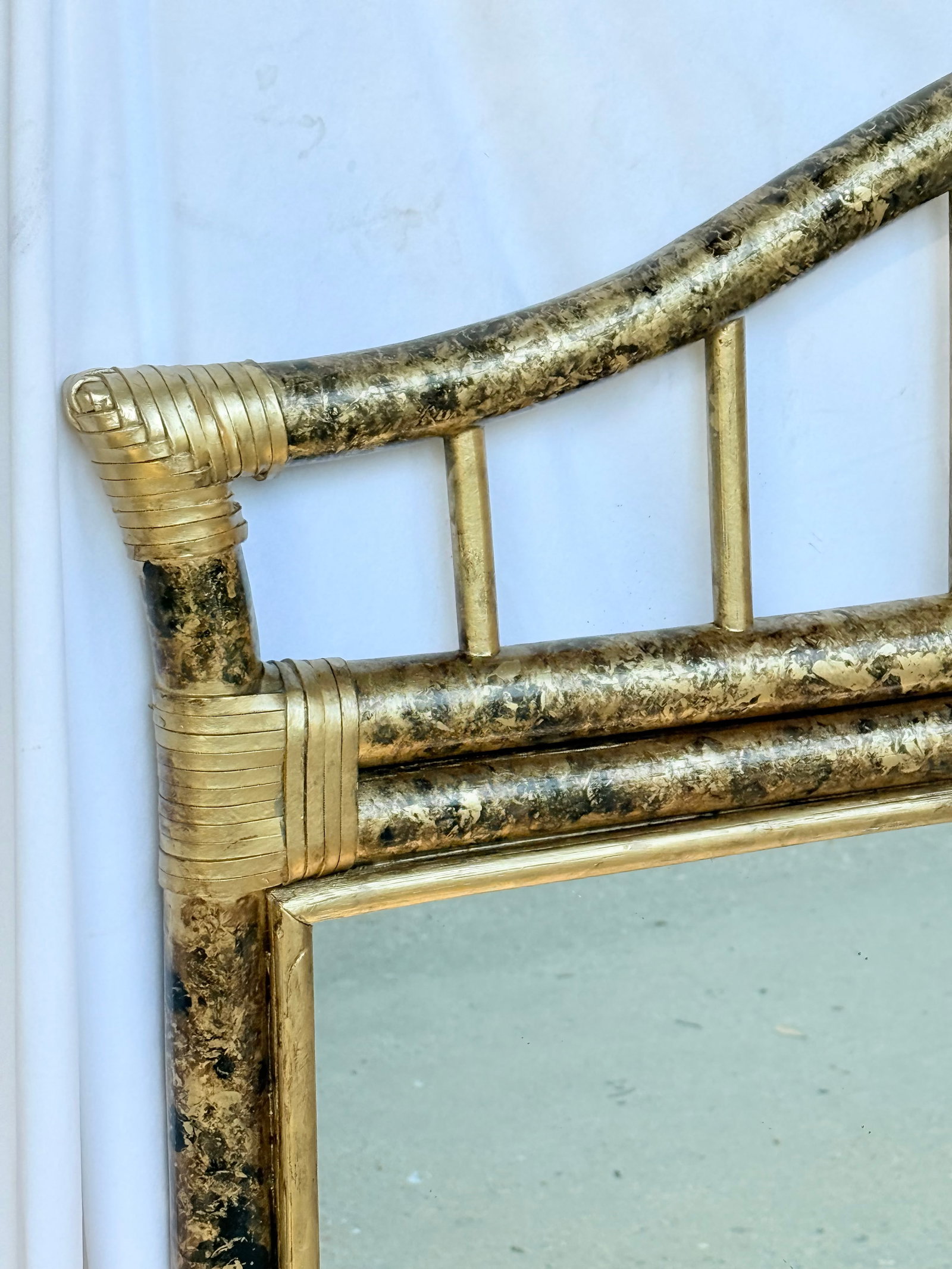Vintage Alexander & Sheridan Rattan Mantel Mirror, Bespoke Faux Tortoiseshell Finish by Turtle & Cra - 5