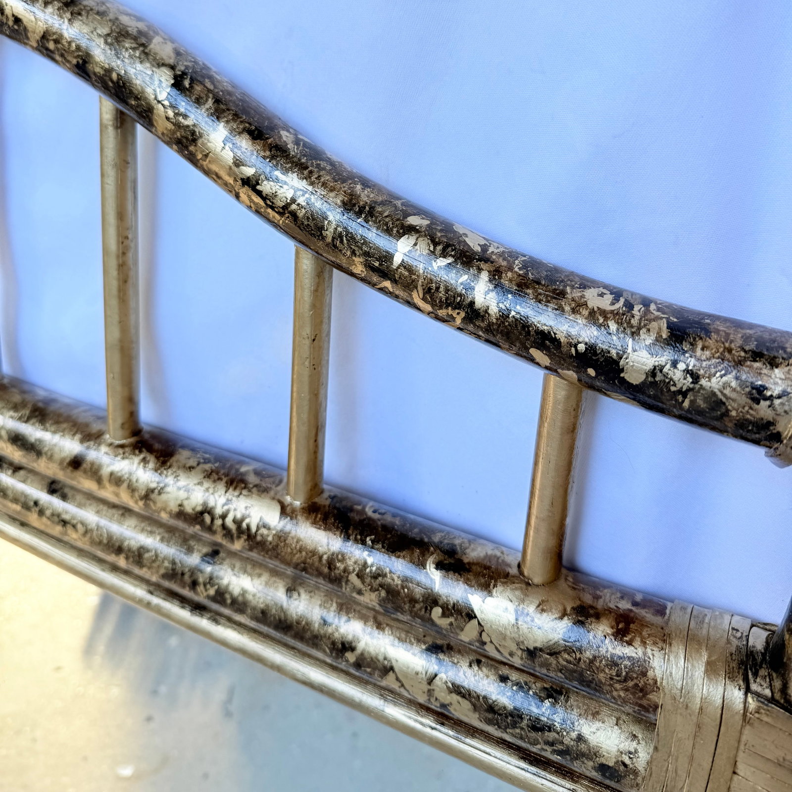 Vintage Alexander & Sheridan Rattan Mantel Mirror, Bespoke Faux Tortoiseshell Finish by Turtle & Cra - 9