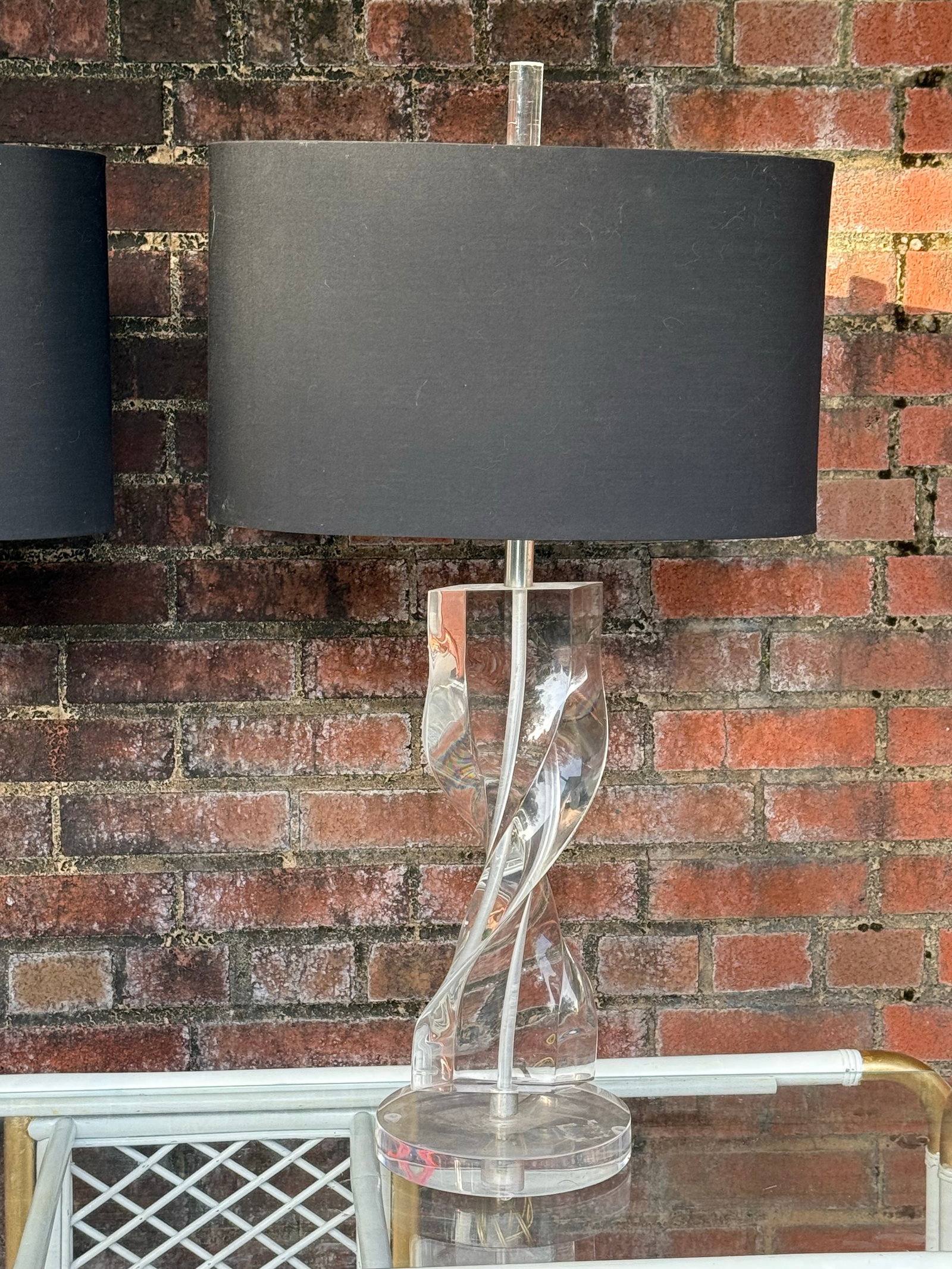 1970's Hollywood Regency Lucite Table Lamps - A Pair - 4
