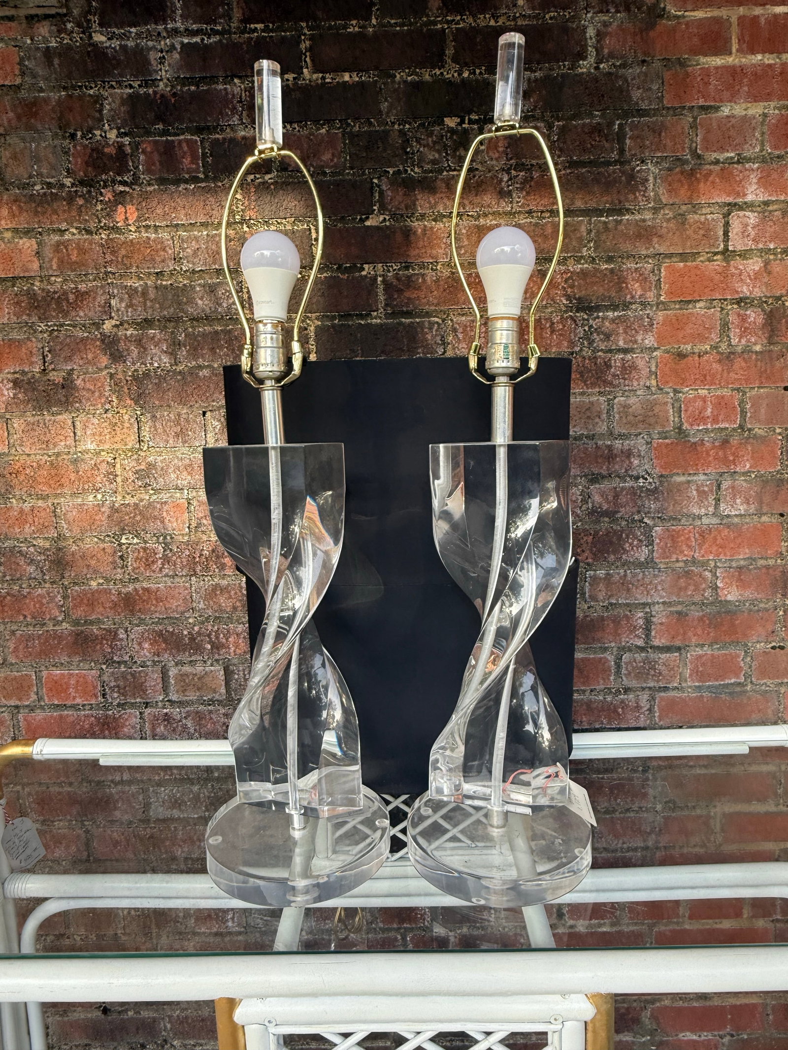 1970's Hollywood Regency Lucite Table Lamps - A Pair - 6