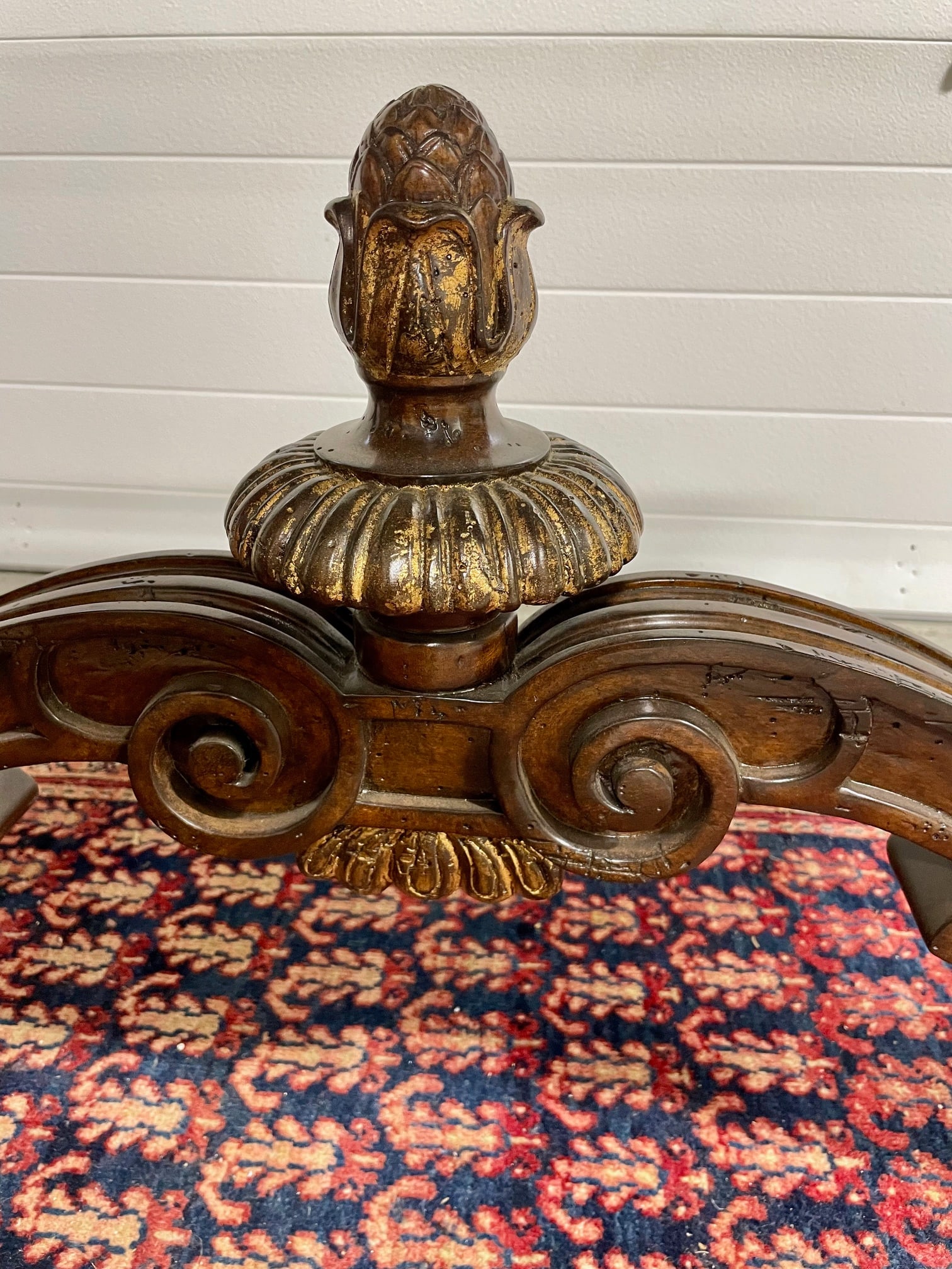 Ornately Carved Mahogany Console Table With Marble Top - 13