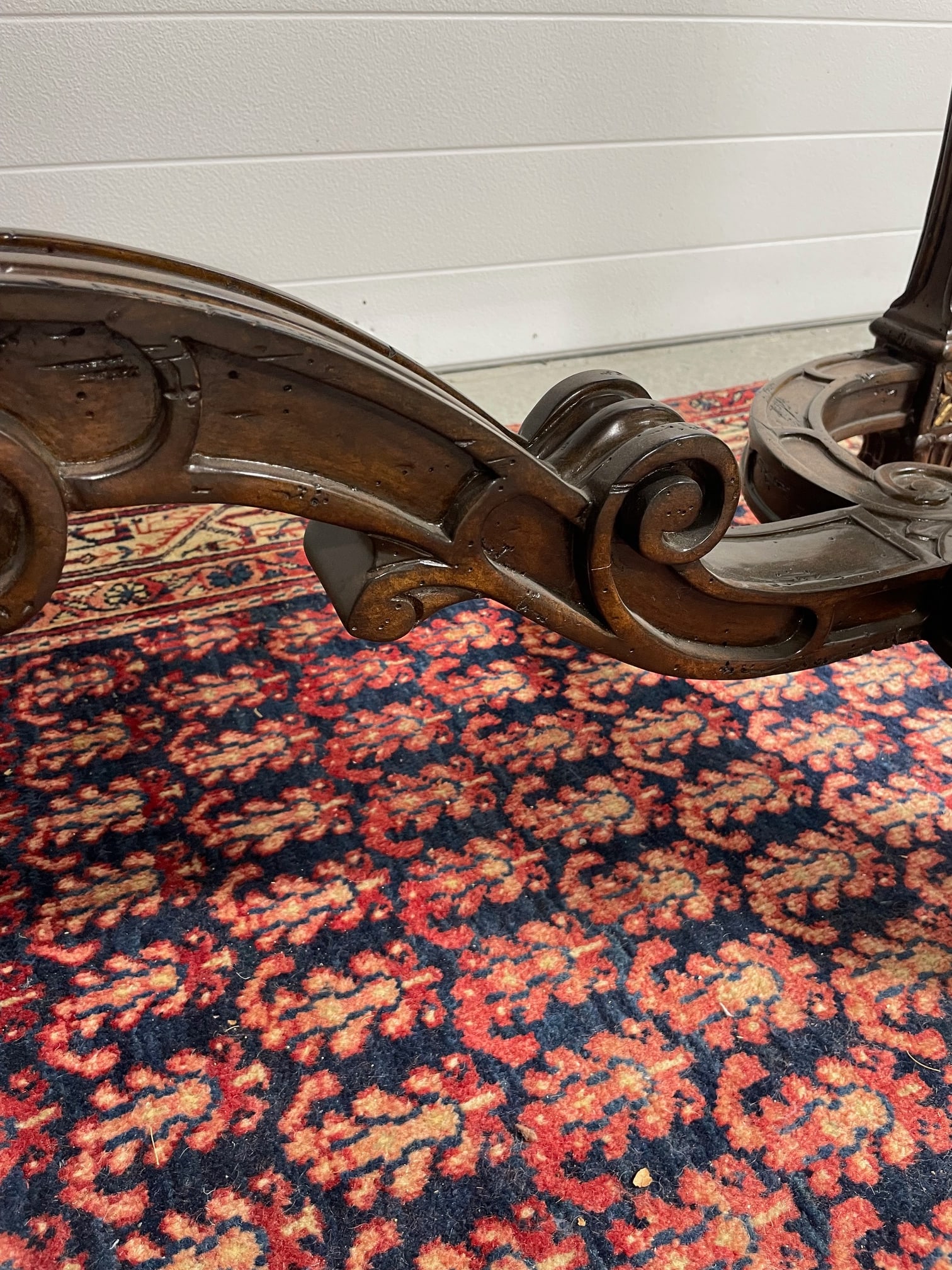 Ornately Carved Mahogany Console Table With Marble Top - 14