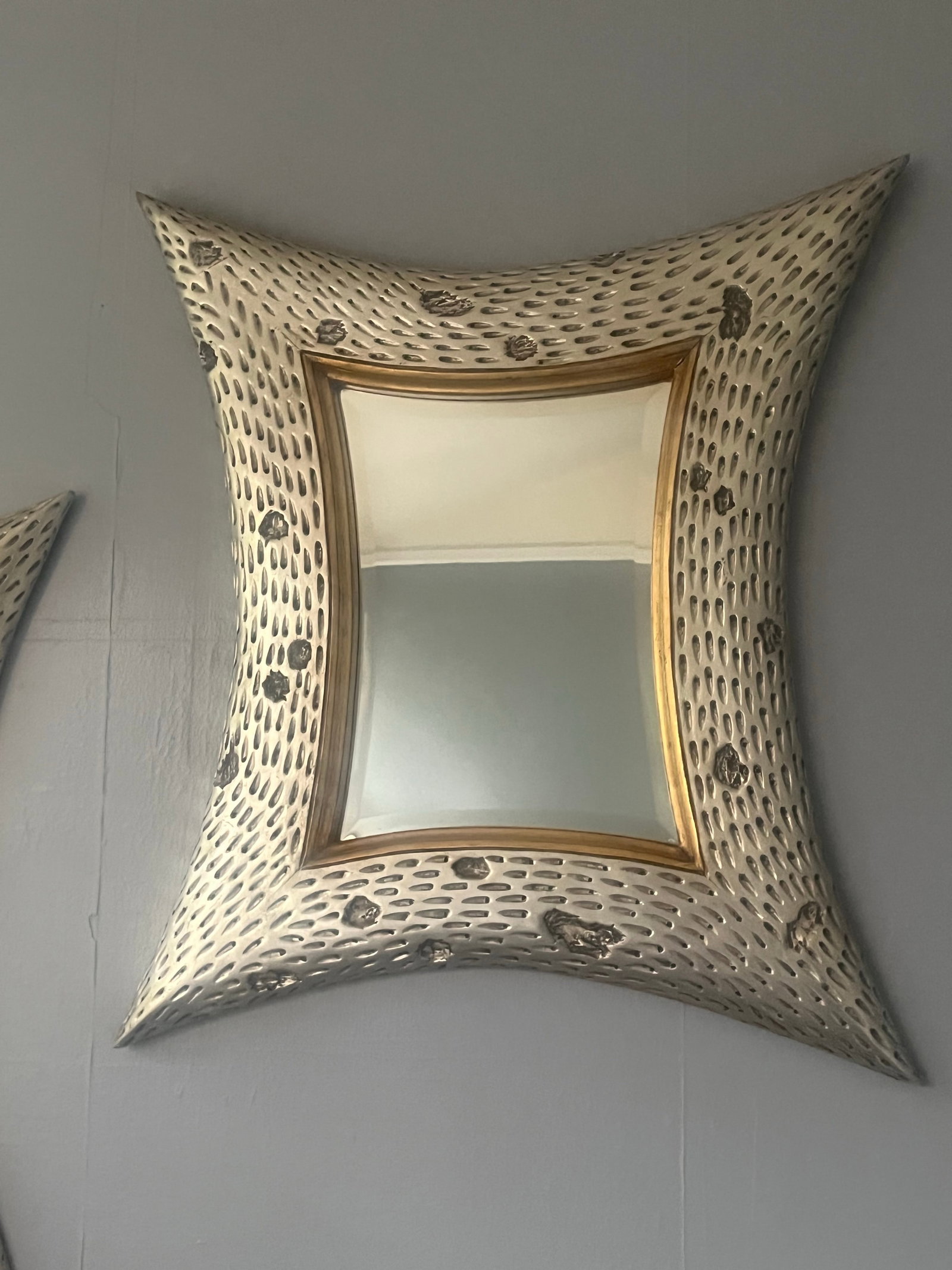 Pair of Christopher Guy Diamond Wall Mirrors in Mahogany With Beveled Glass - 4