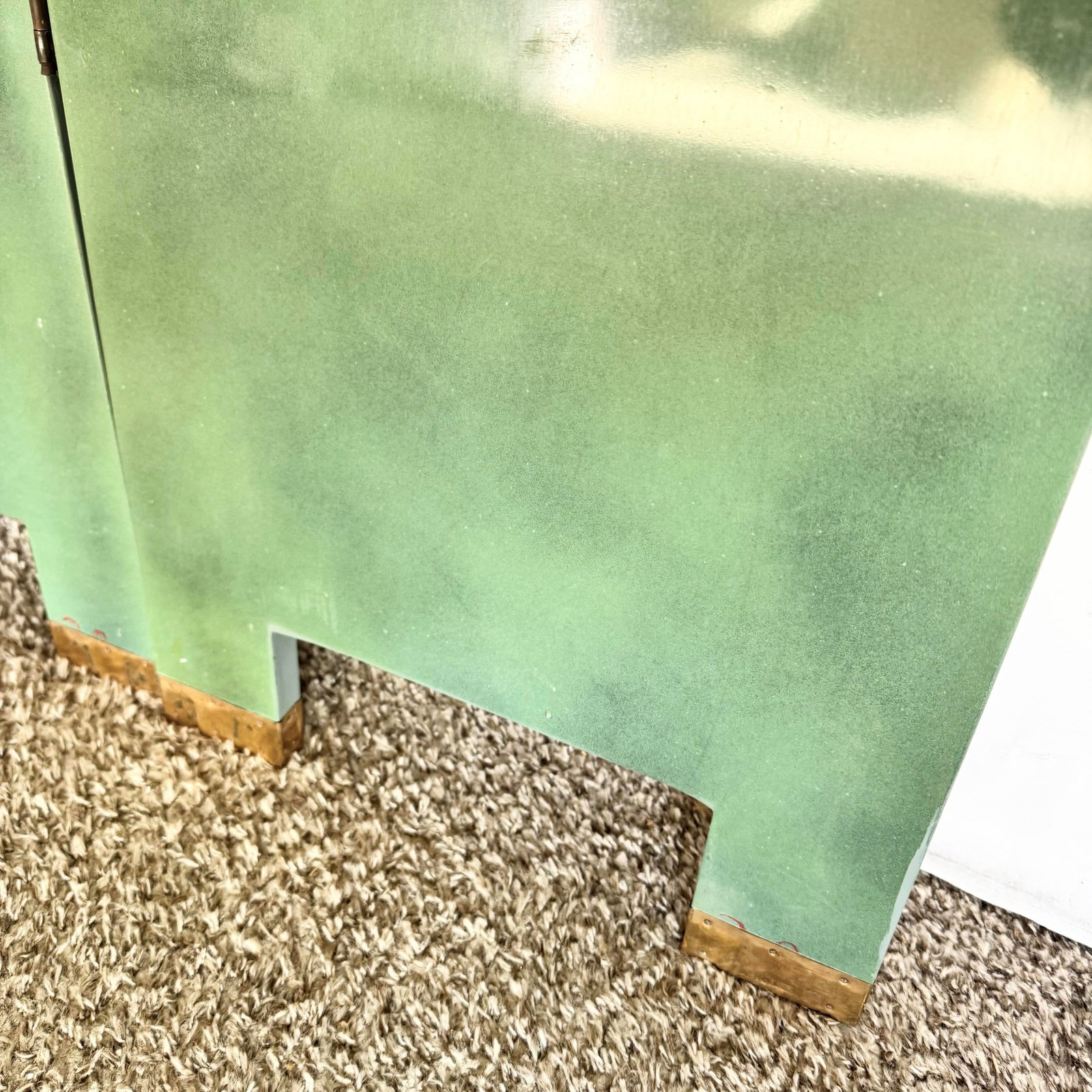 Vintage Chinese Hand Painted and Carved Green Room Divider/Screen - 12