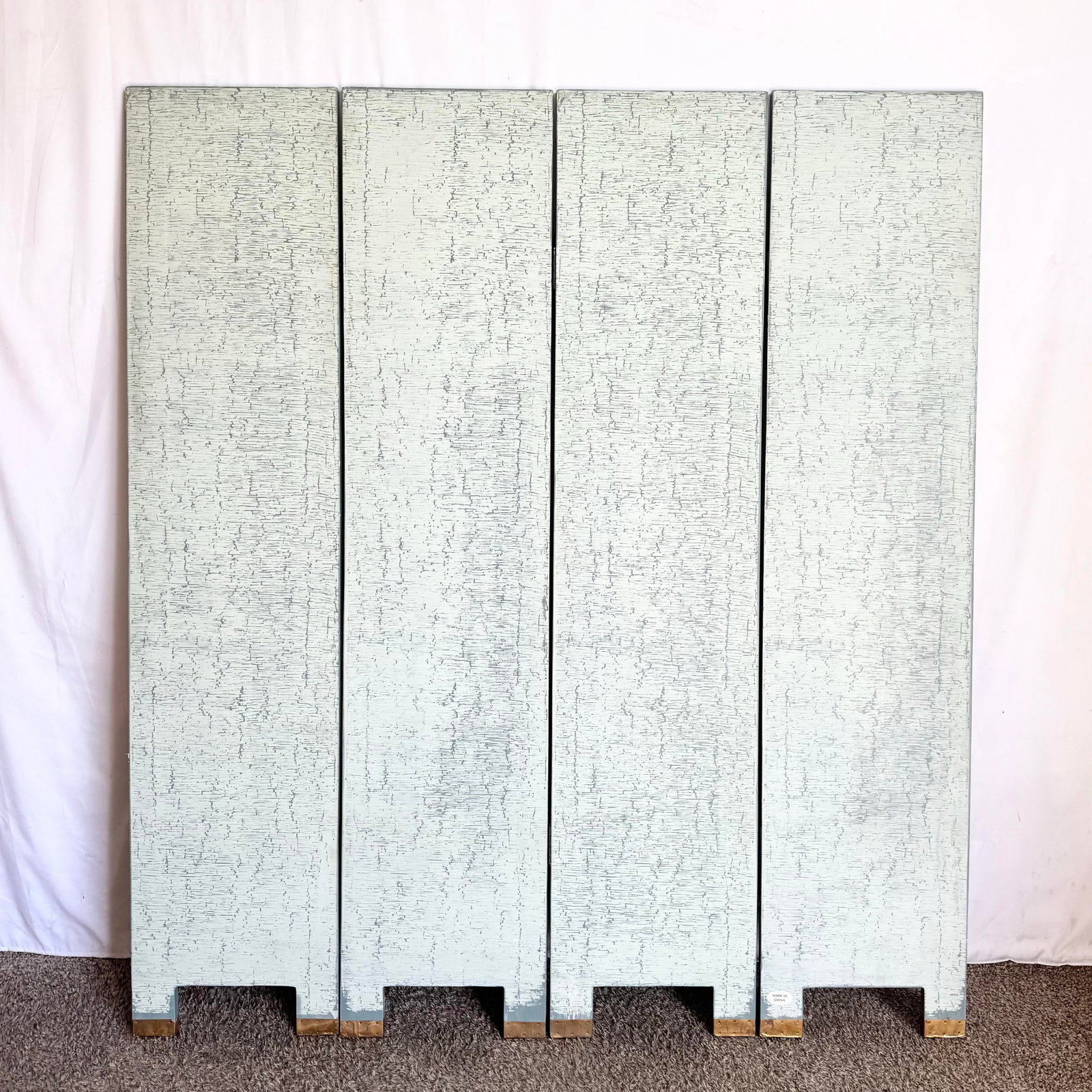 Vintage Chinese Hand Painted and Carved Green Room Divider/Screen - 5