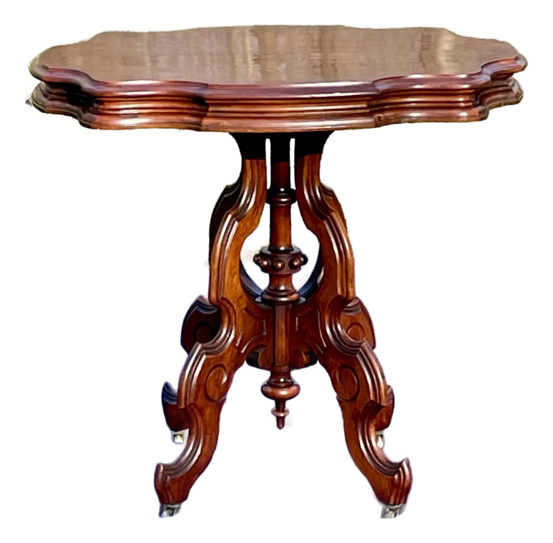 Antique Victorian Turtle Top Parlor Table: Step into a world of timeless elegance with this exquisite antique Victorian parlor table, a true testament to 19th-century American craftsmanship.Â * Authentic Victorian Charm: Circa 1880,