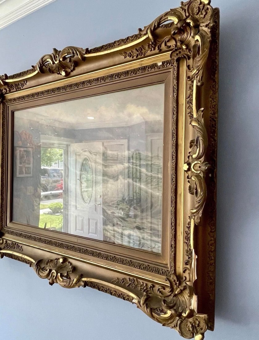Antique Seascape Oil on Canvas, Gilded Frame, Richard Dey De Ribcowsky 1909 - 4