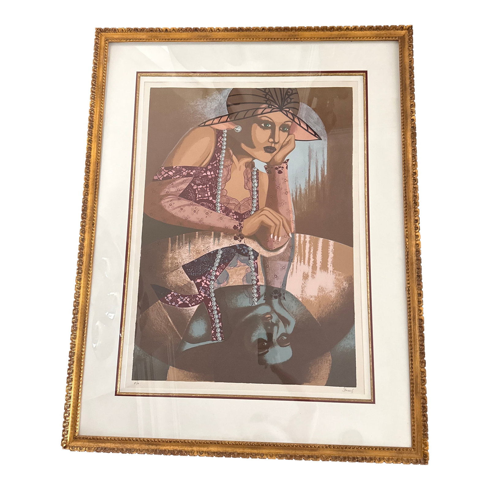 1970s Isaac Stavans Art Deco Woman Signed Lithograph (1 of 10)