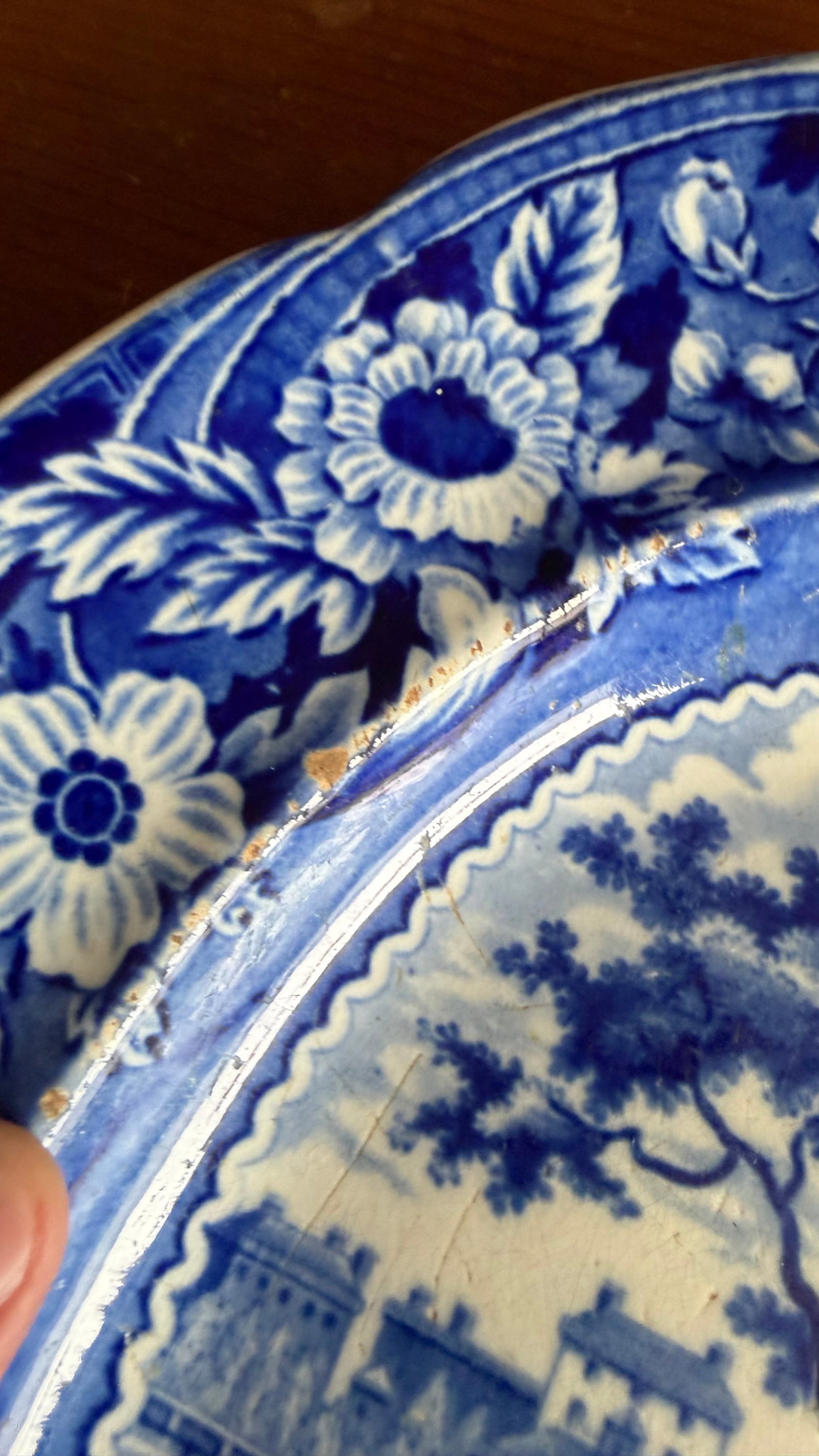 A Very Nice Antique Historical Blue Decorated Staffordshire Platter "State House Boston" by J. Stubb - 5