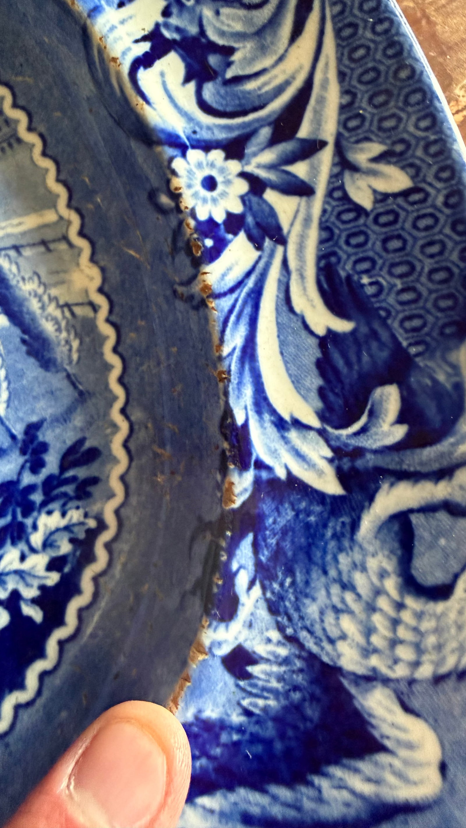 A Very Nice Antique Historical Blue Decorated Staffordshire Platter "State House Boston" by J. Stubb - 8