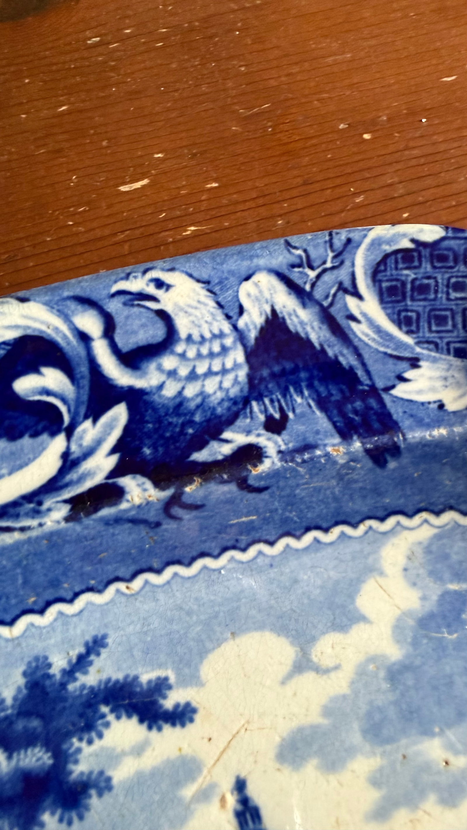 A Very Nice Antique Historical Blue Decorated Staffordshire Platter "State House Boston" by J. Stubb - 9