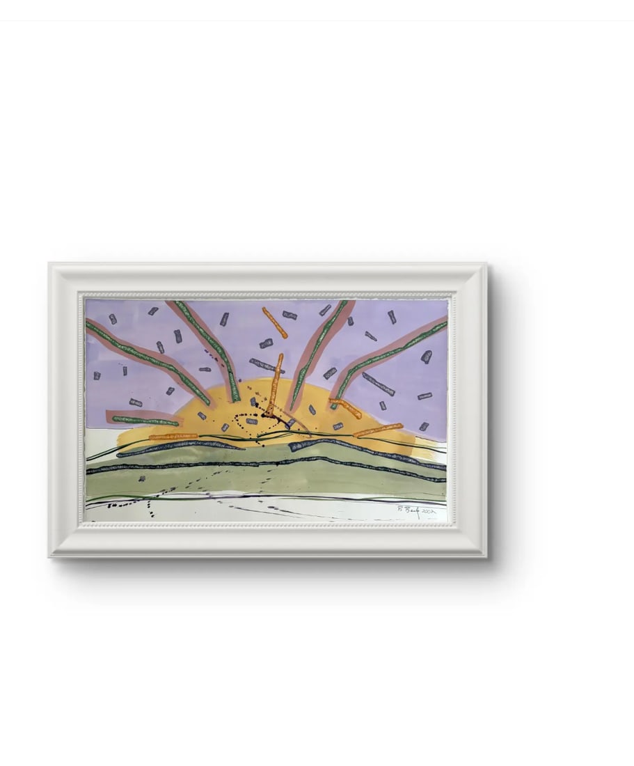 Barbara Beck 2002 Abstract Landscape Painting on Paper - Signed/Dated/Unframed - 3