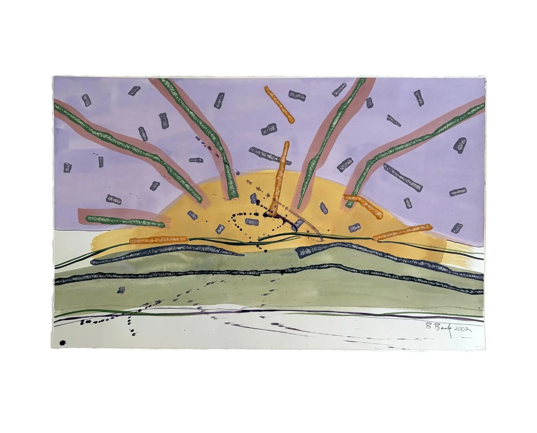Barbara Beck 2002 Abstract Landscape Painting on Paper - Signed/Dated/Unframed - 6