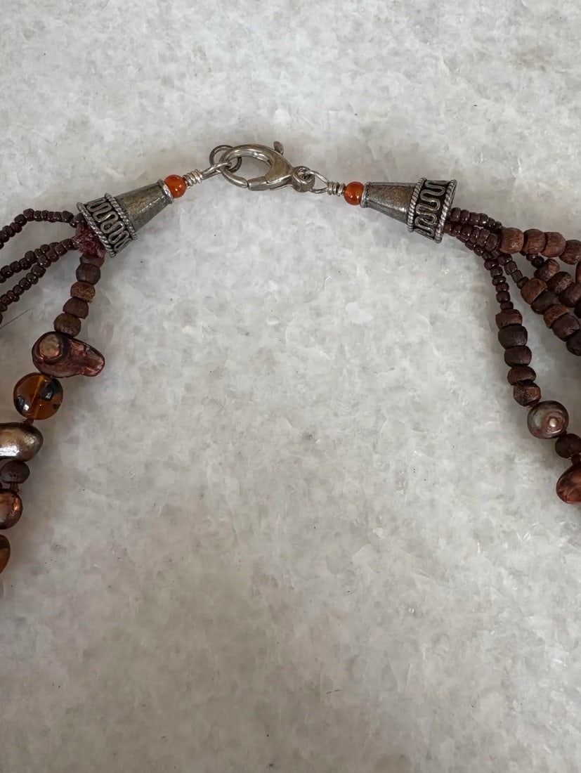 Vintage Multi-Stand Freshwater Pearl Bib Style Beaded Necklace - 2