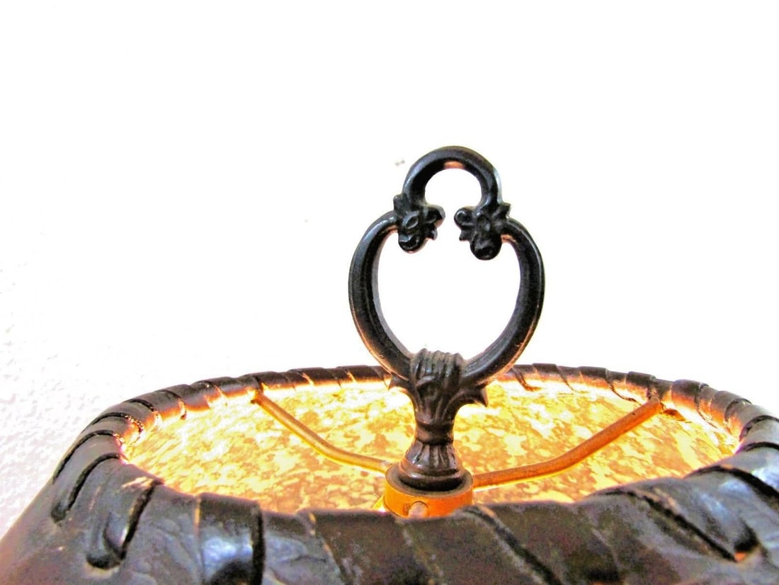 1920s French Art Deco Wrought Iron Scrollwork and Leaves Tripod Floor Lamp and Shade - 5