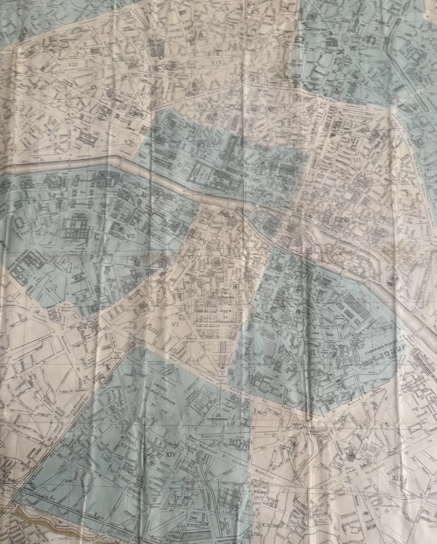 19th Century Map of Paris 1876 by Alexandre Vuillemin - Framed/Archival Mounted - 2
