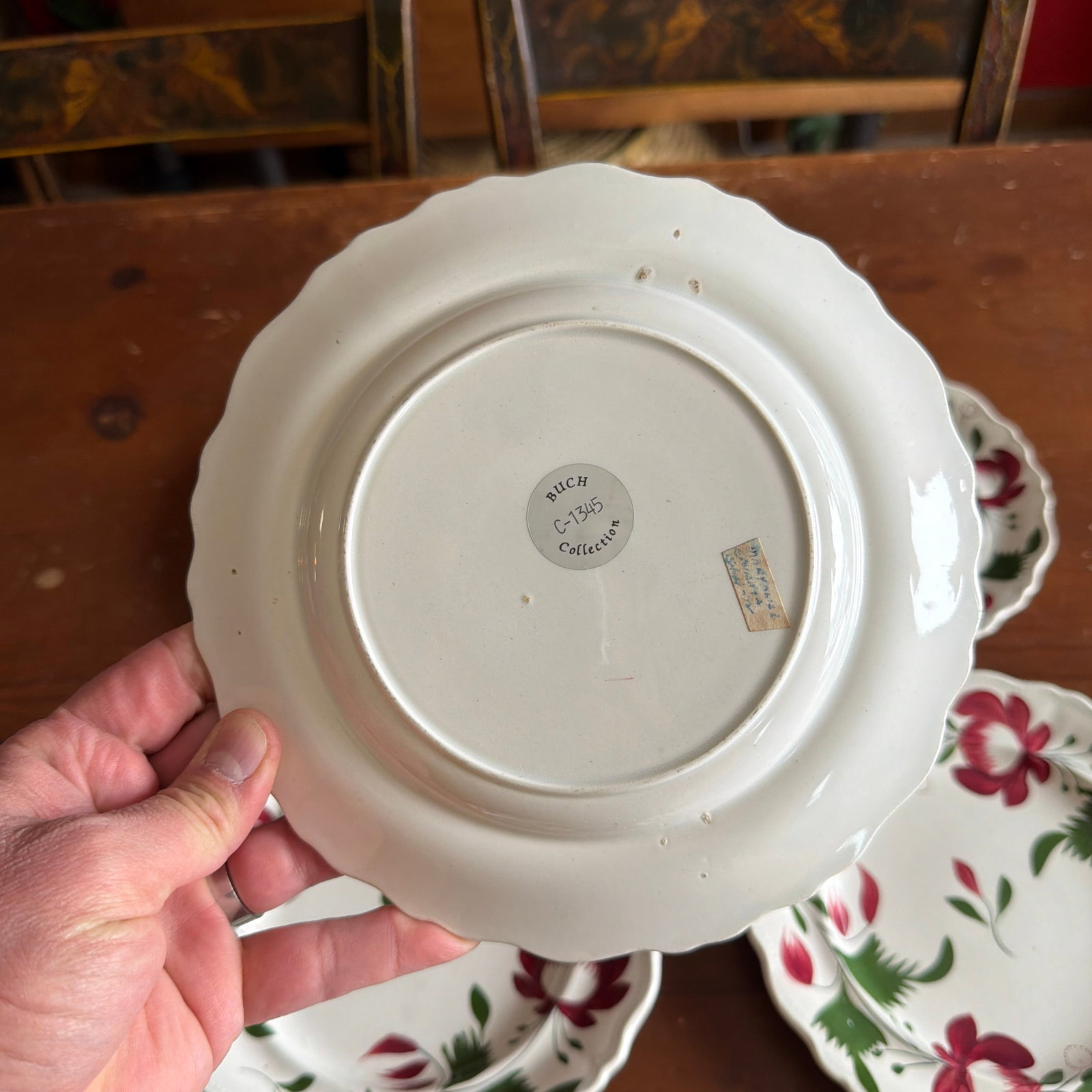 A Very Nice Set of 7 of Antique Staffordshire Early Adam's Rose Plates, Circa 1830 - 5