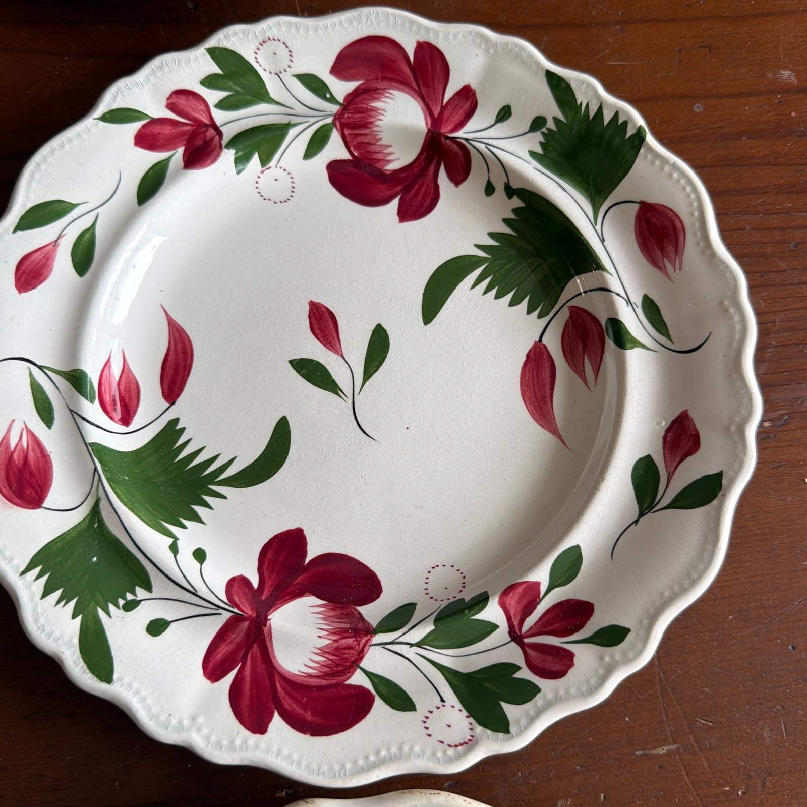 A Very Nice Set of 7 of Antique Staffordshire Early Adam's Rose Plates, Circa 1830 - 9