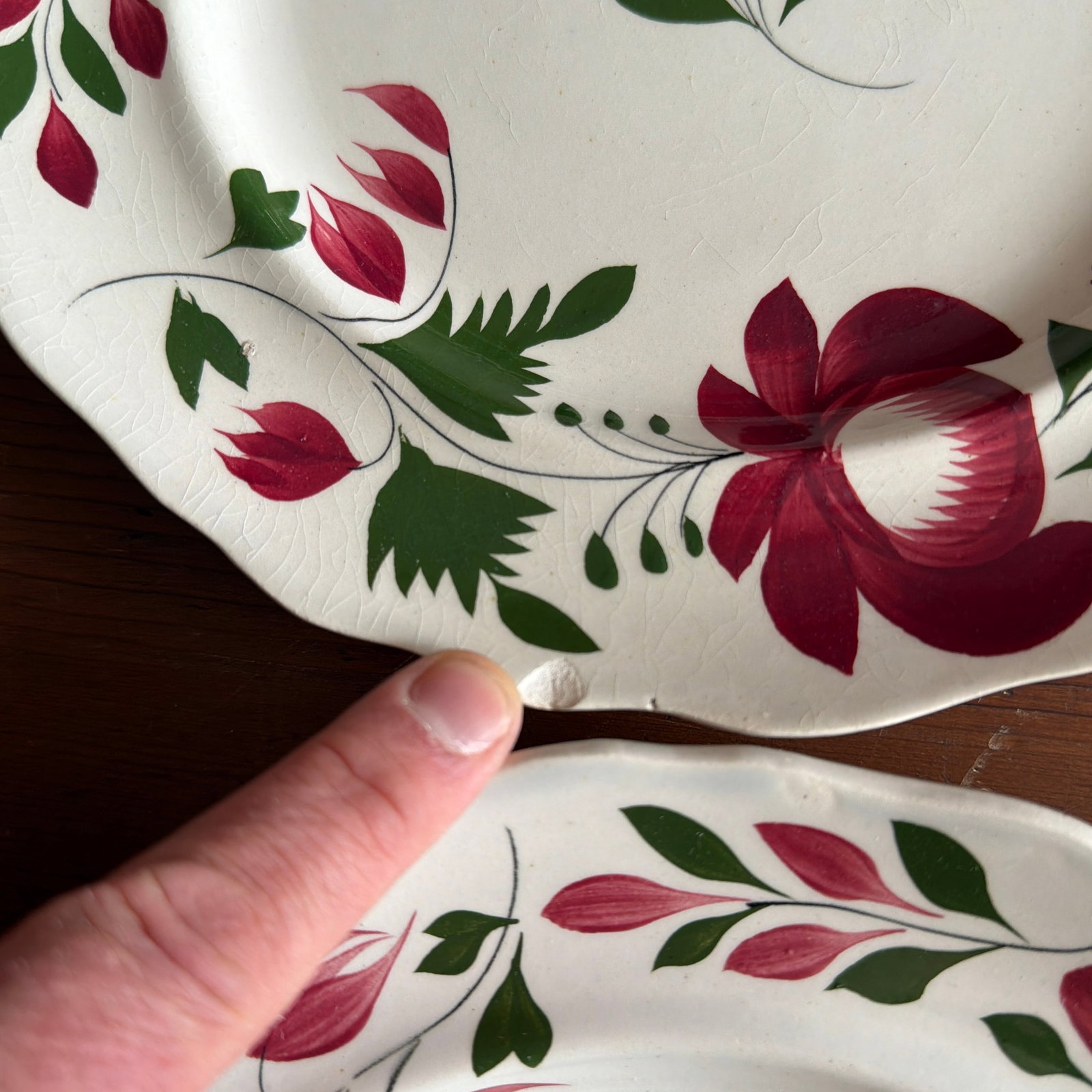 A Very Nice Set of 7 of Antique Staffordshire Early Adam's Rose Plates, Circa 1830 - 5