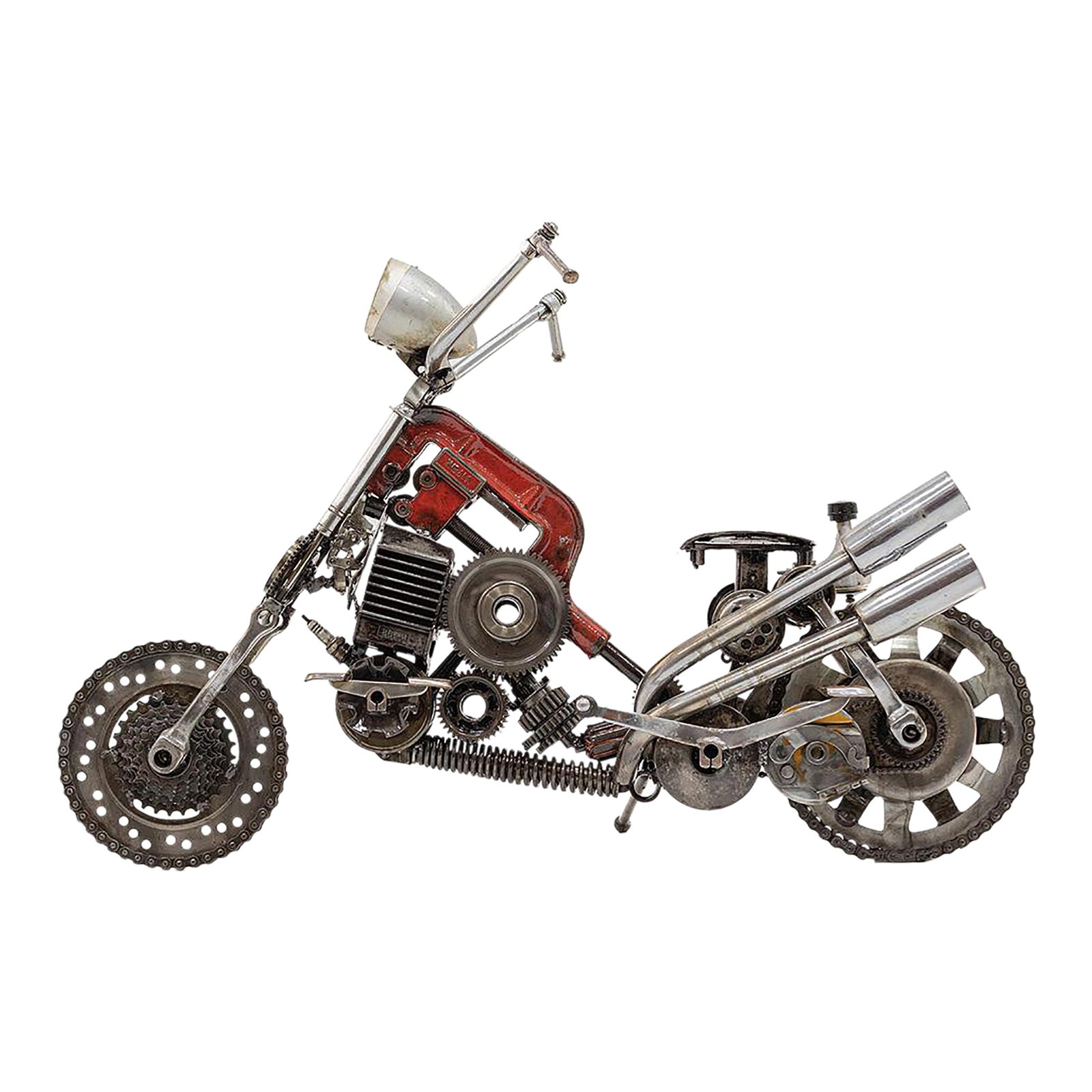 Contemporary Recycled Metal Motorcycle Sculpture, One of a Kind (1 of 8)
