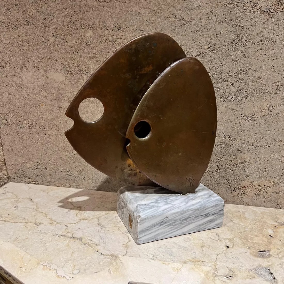 1970s Modernist Sculpture Bronze Fish Marble 39/500 - 4