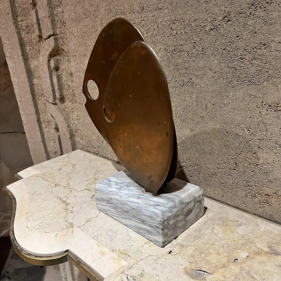 1970s Modernist Sculpture Bronze Fish Marble 39/500 - 5