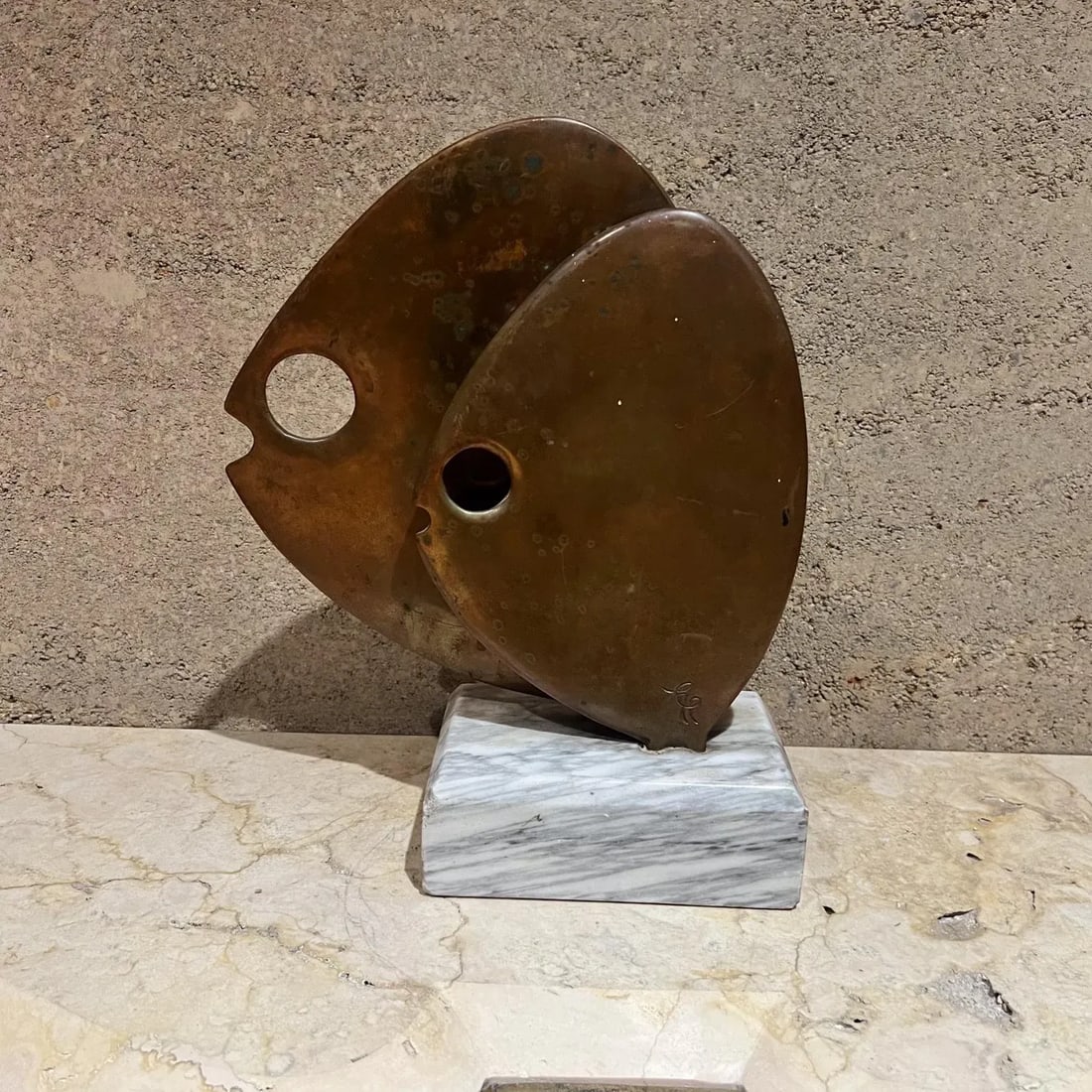 1970s Modernist Sculpture Bronze Fish Marble 39/500 - 6