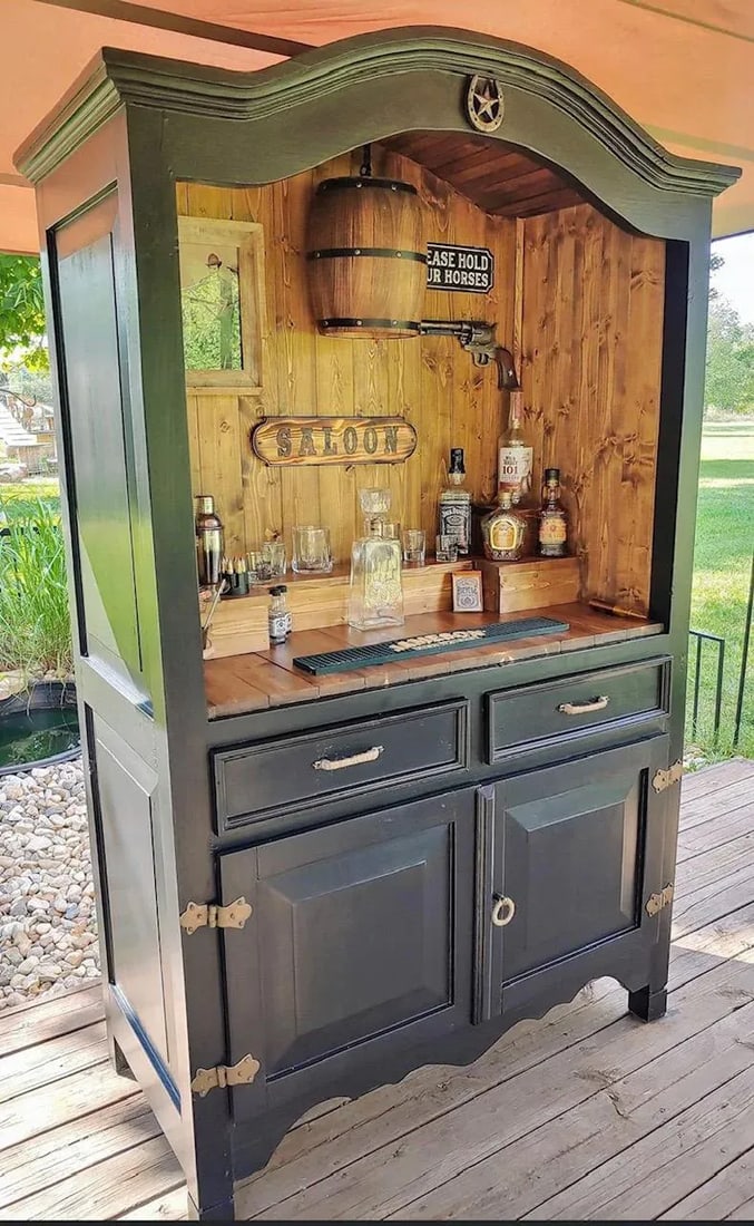 Vintage McGuire Style Boho Chic Armoire - 2