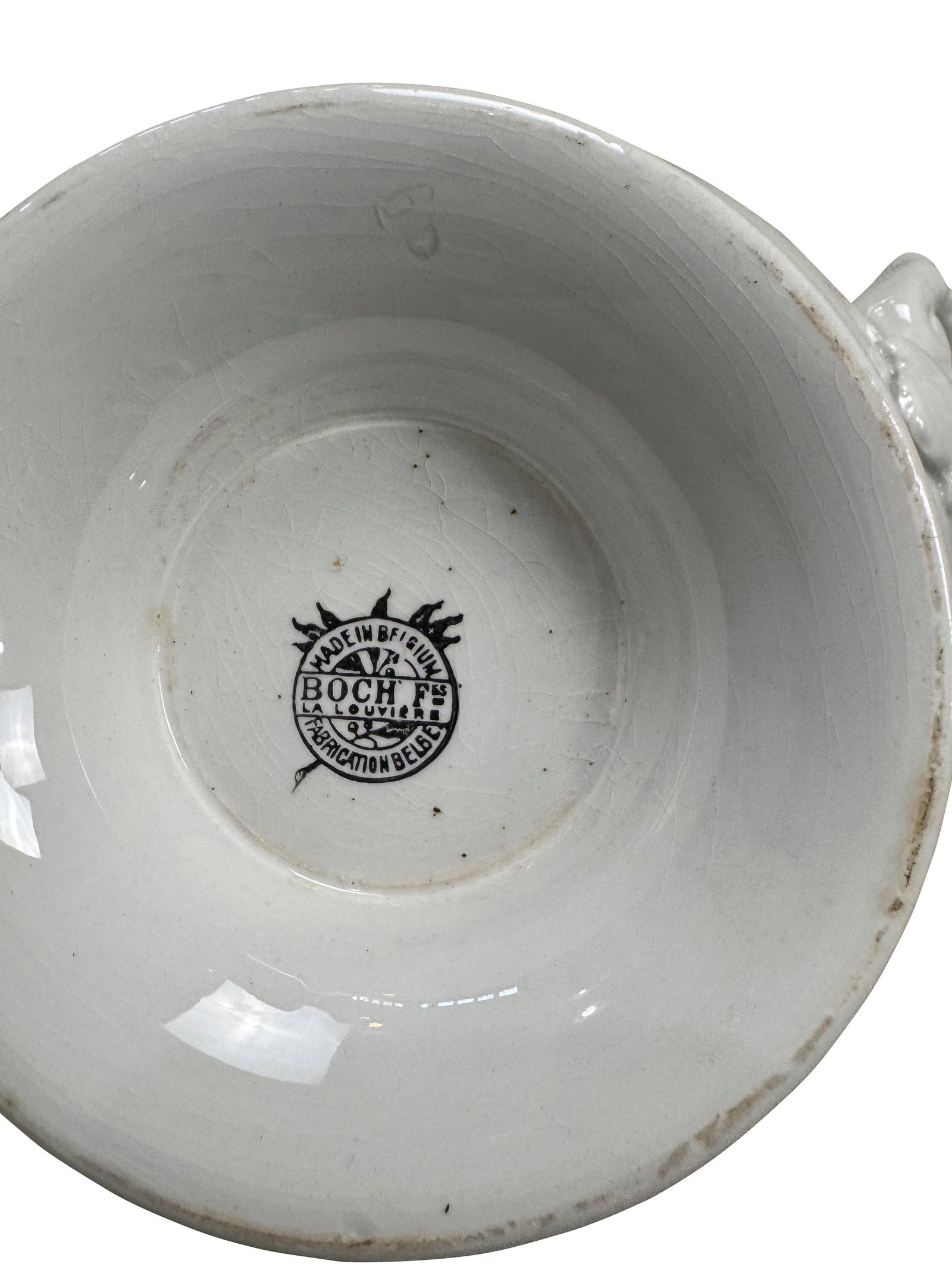 1940s Boch La Louviere Belgian Soup Tureen With Tulip Handle - 7