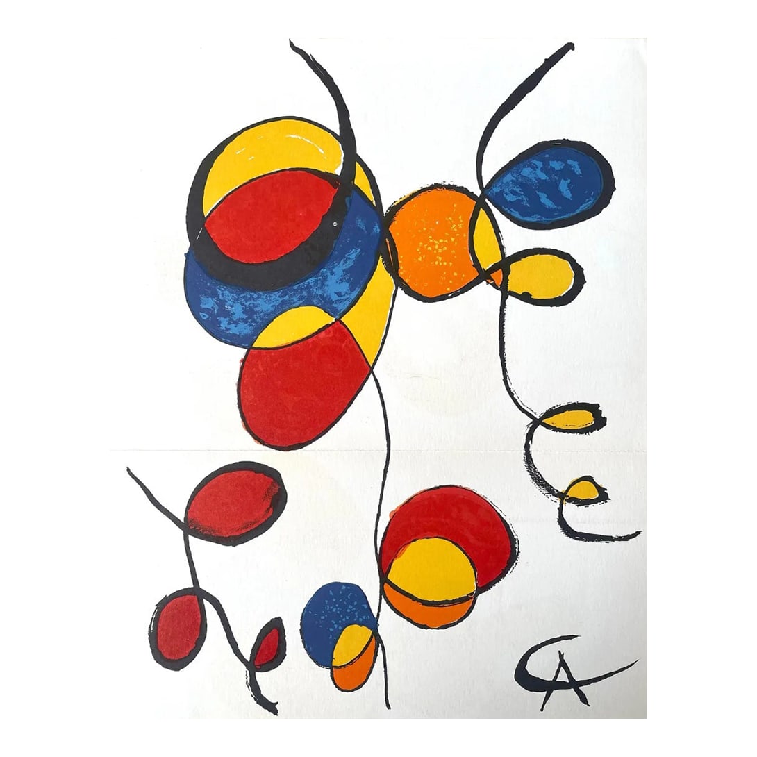 Alexander Calder Lithograph Composition, Derrière Le Miroir, 1969: Alexander Calder Lithograph Composition, Derrière Le Miroir. This piece is from a book of fold out lithographs. Condition: Alterations: Original Condition Unaltered Imperfections: Some
