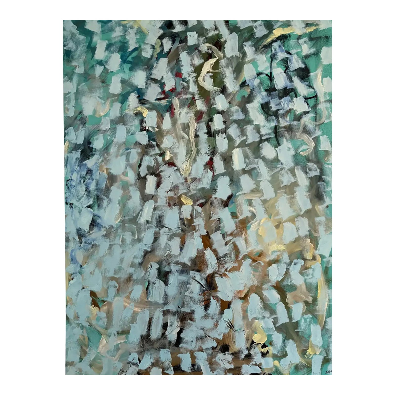 Matthew Izzo Oil Painting on Canvas Titled "Snow Fall": New York based artist, Matthew Izzo (b. 1971) currently living in the Hudson Valley NY region. Izzo explores the process of art making through chance and random occurrences. Using a direct approach to
