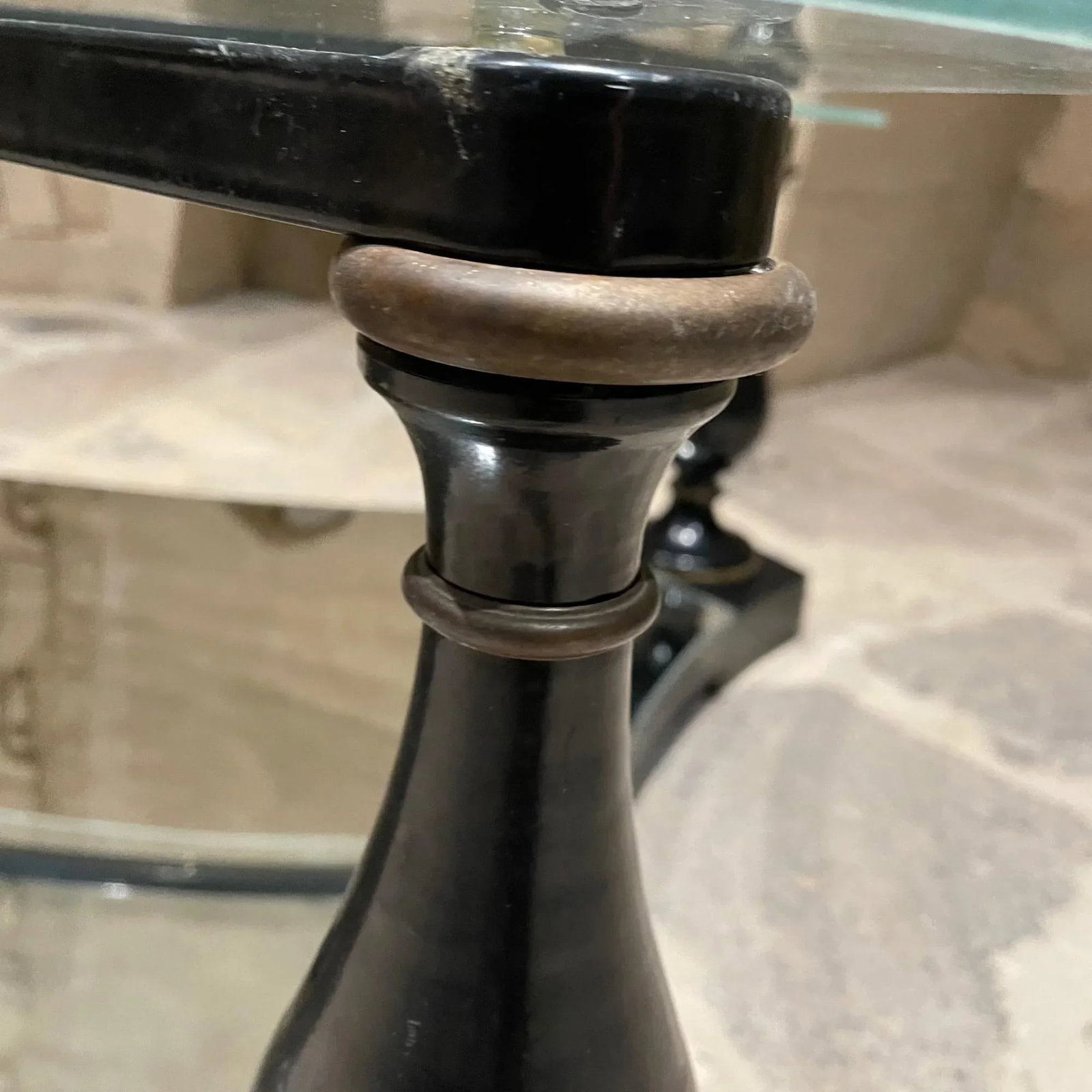 1960s Sculptural Coffee Table Glass Black Iron + Brass Arturo Pani - 6