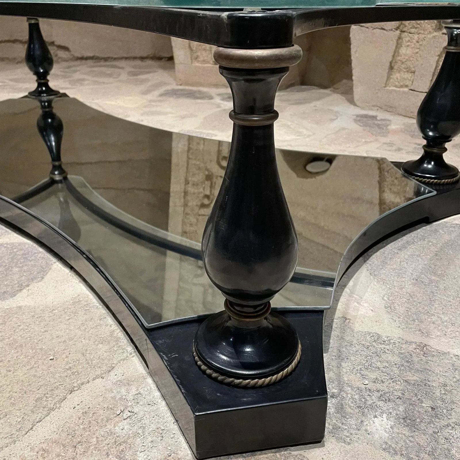 1960s Sculptural Coffee Table Glass Black Iron + Brass Arturo Pani - 8