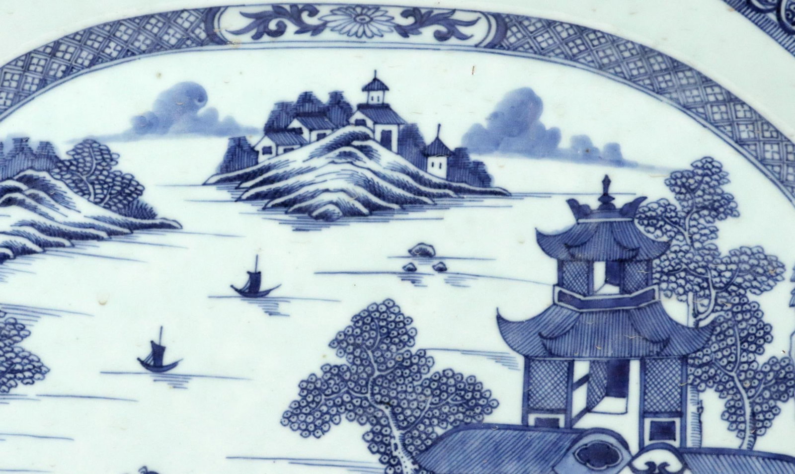 Chinese Export Porcelain Blue & White Canton Large Serving Dish - 5