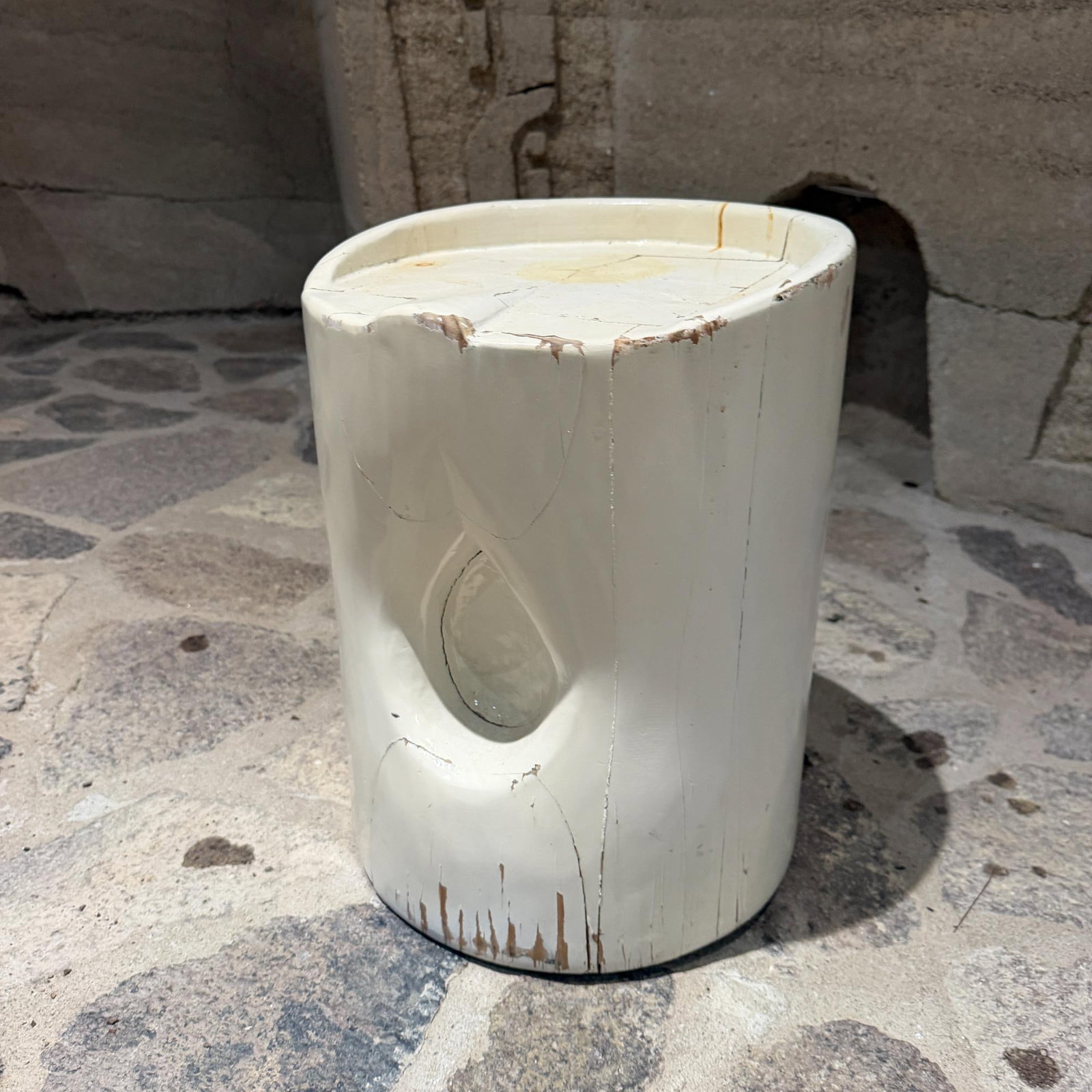 1970s Patinated Pine Wood Stool in the Style of Charlotte Perriand - 10