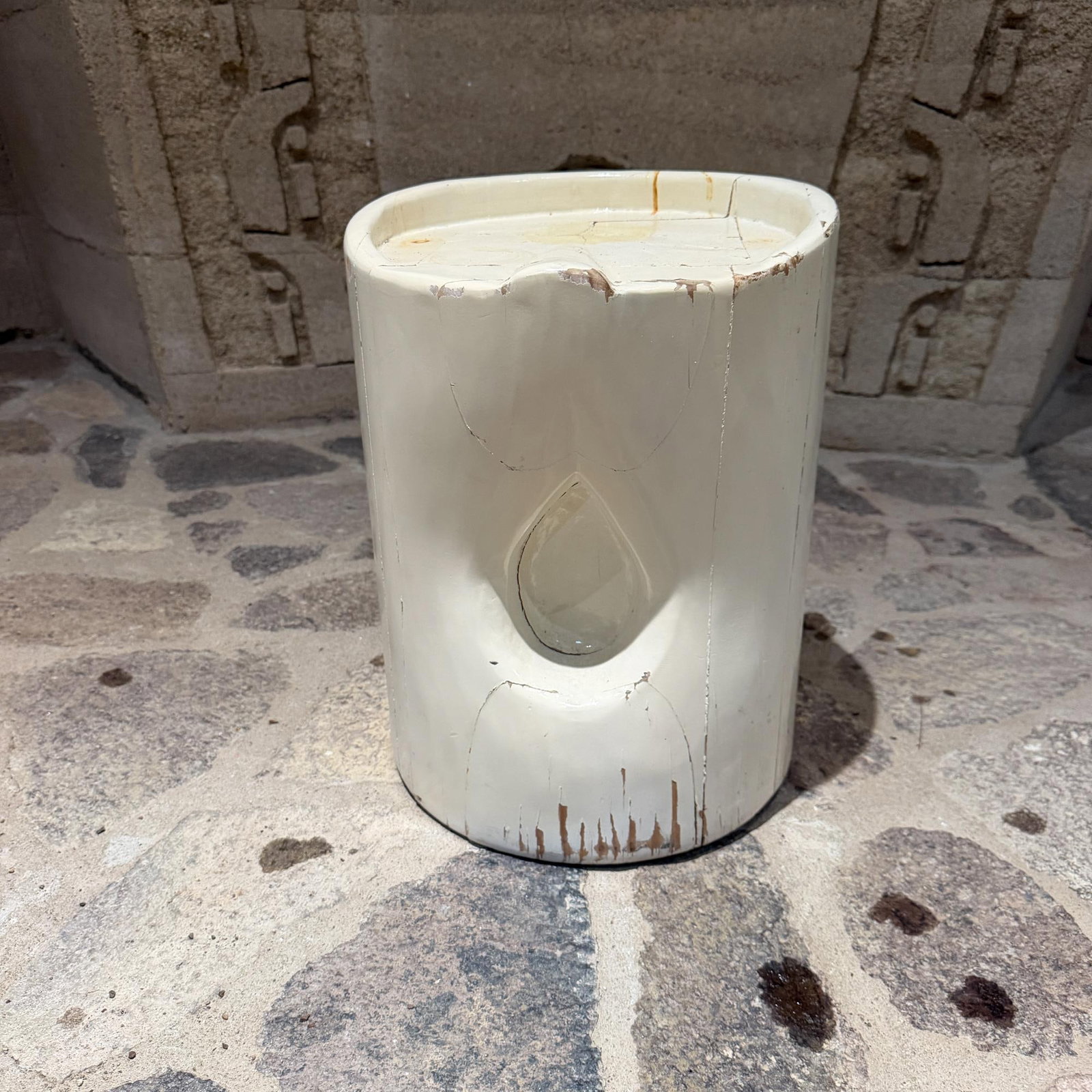 1970s Patinated Pine Wood Stool in the Style of Charlotte Perriand - 11
