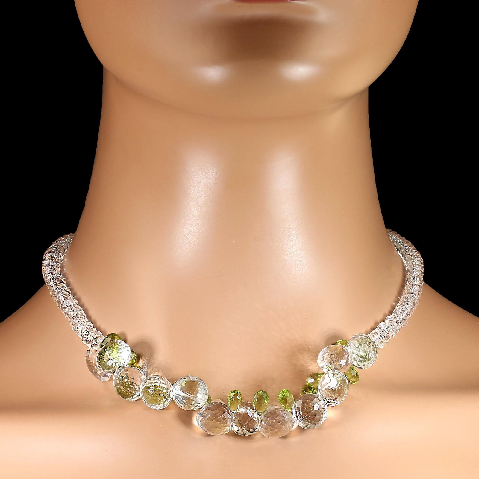 Ajd 17 Inch Sparkling Crystal and Peridot Necklace - 2