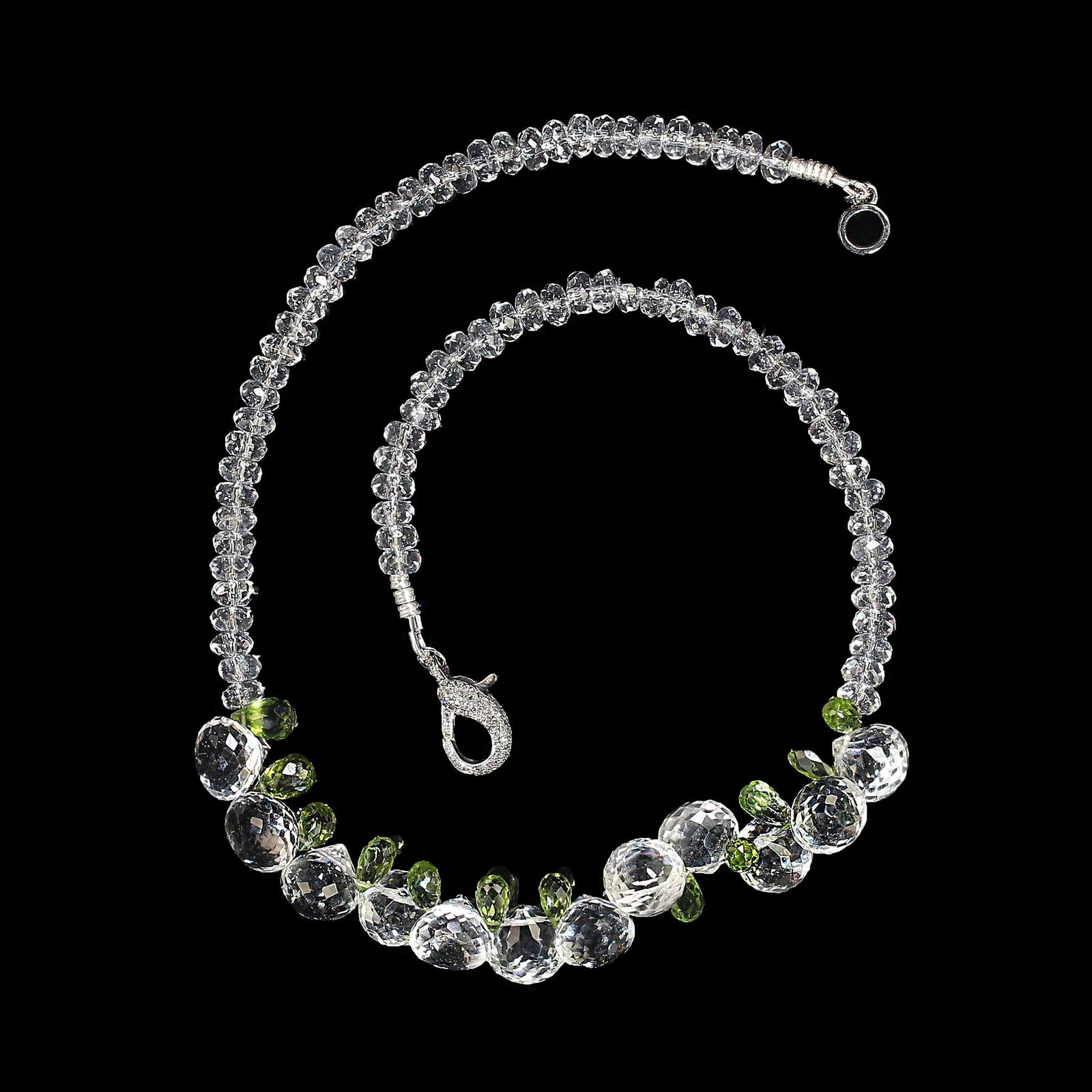 Ajd 17 Inch Sparkling Crystal and Peridot Necklace - 3