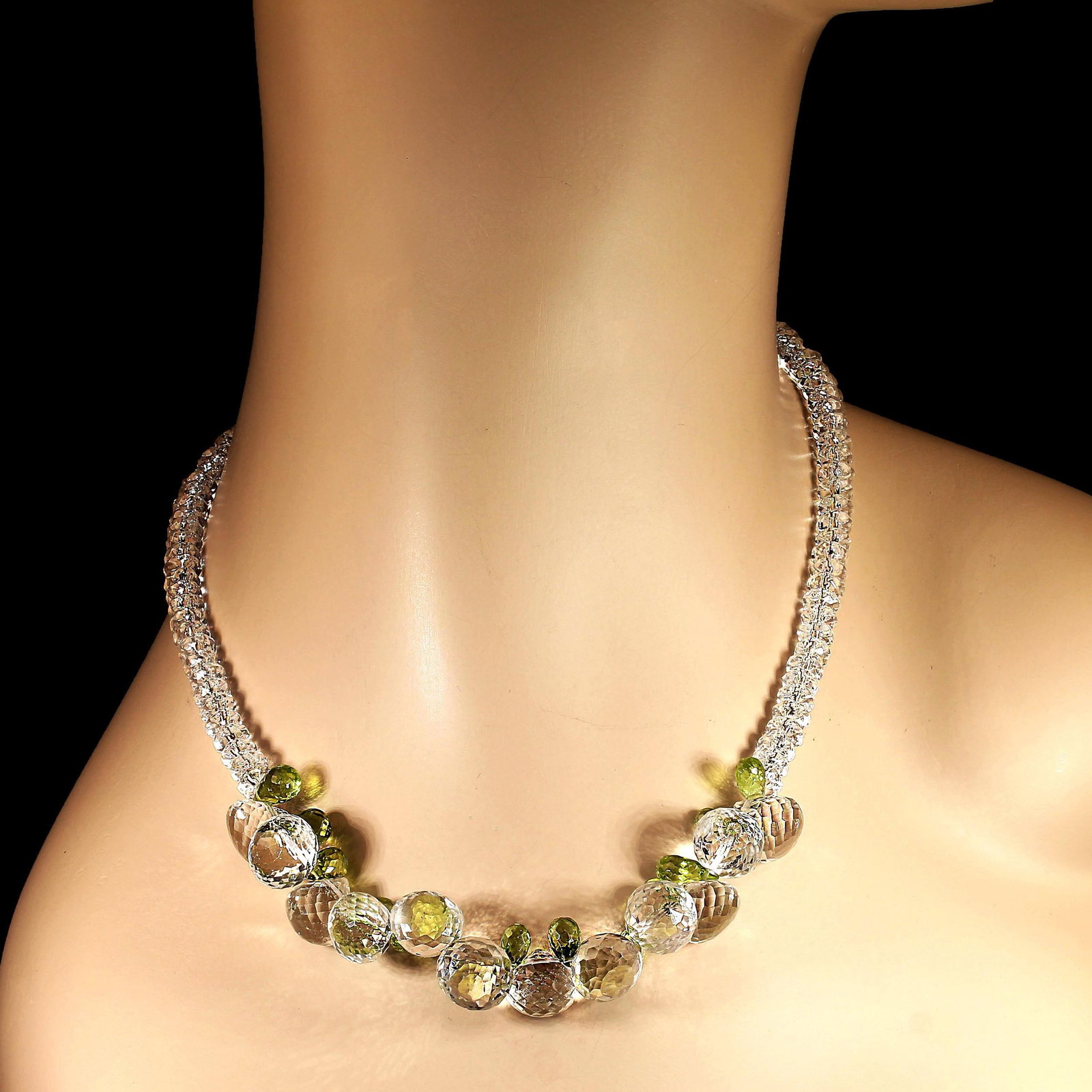 Ajd 17 Inch Sparkling Crystal and Peridot Necklace - 4