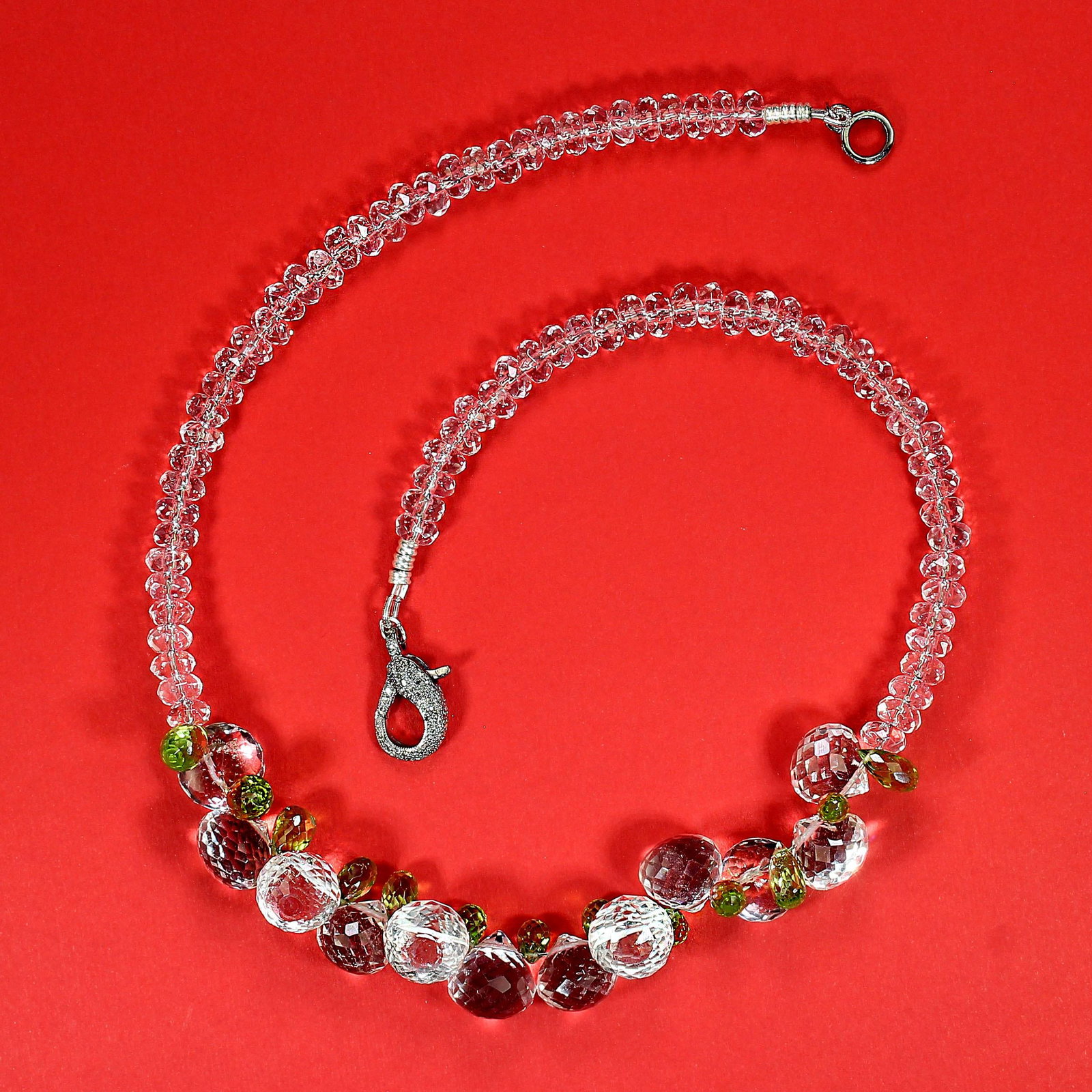 Ajd 17 Inch Sparkling Crystal and Peridot Necklace - 5