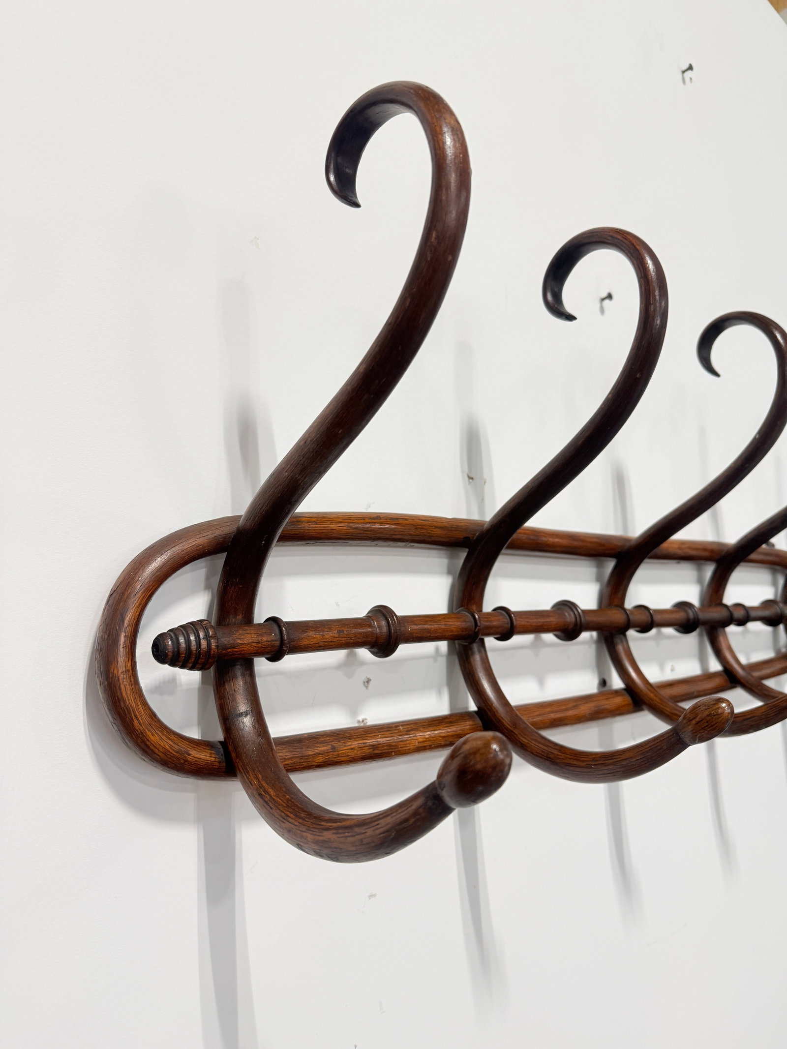 French Faux Bamboo Bentwood Wall Coat Rack, Thonet-Style, Late 19th - 3