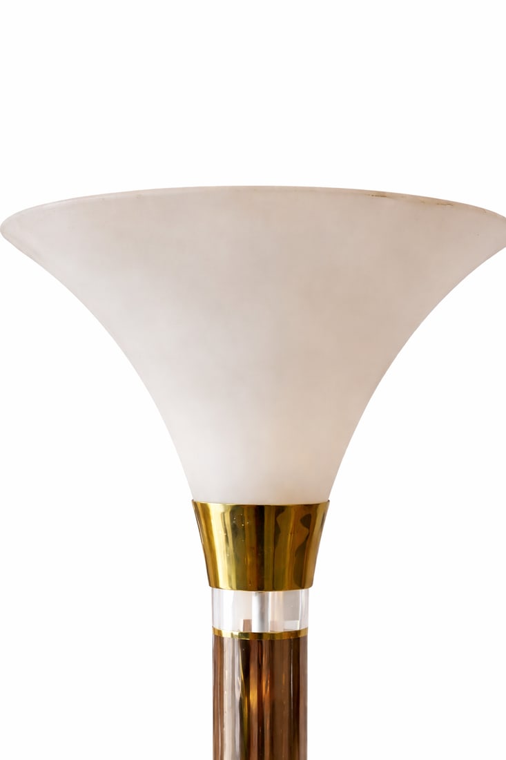 Late 20th Century Art Deco Style Brass & Lucite Table Lamps – Set of 2 | 27" H - 3