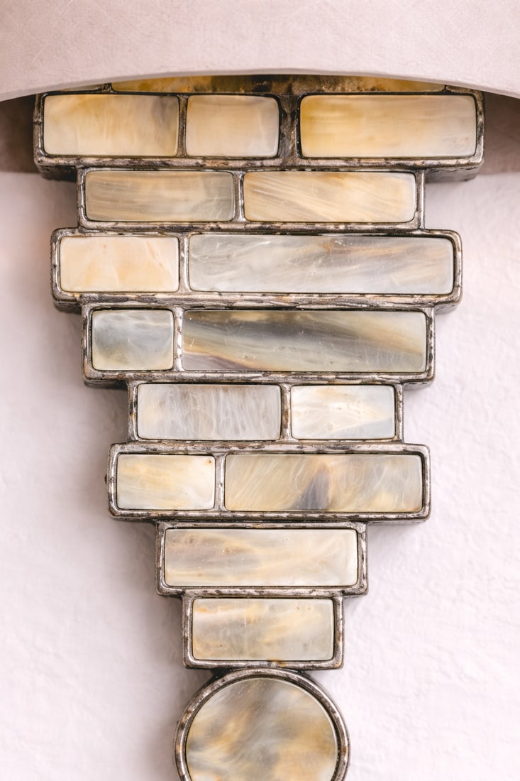 Vaughan Capiz Shell & Antique Pewter Wall Sconces – Pair | 25" H - 2