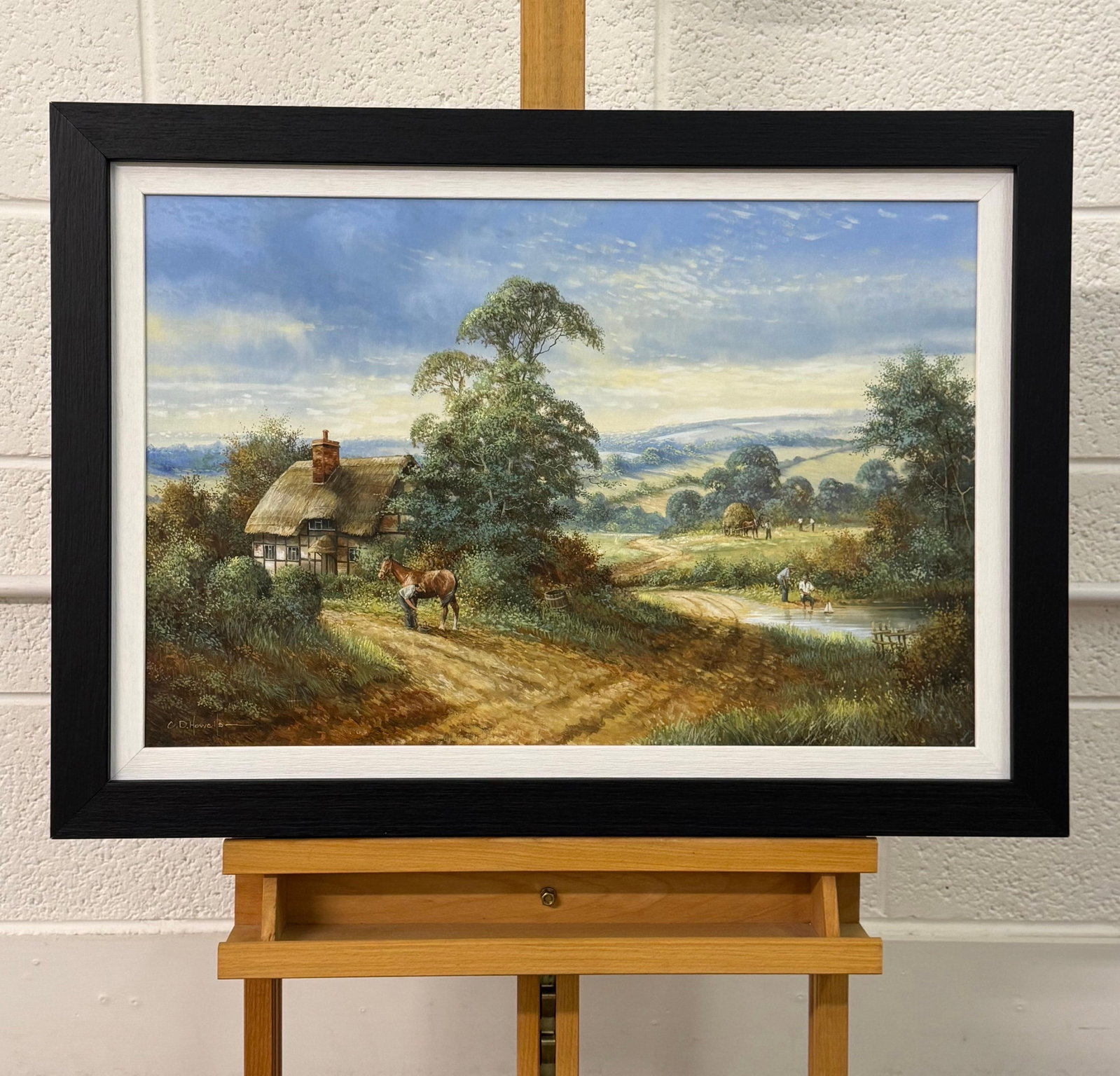 Rural Scene with Horses, Farm Workers & Thatched Cottage in English Countryside 1980 Circa - 10