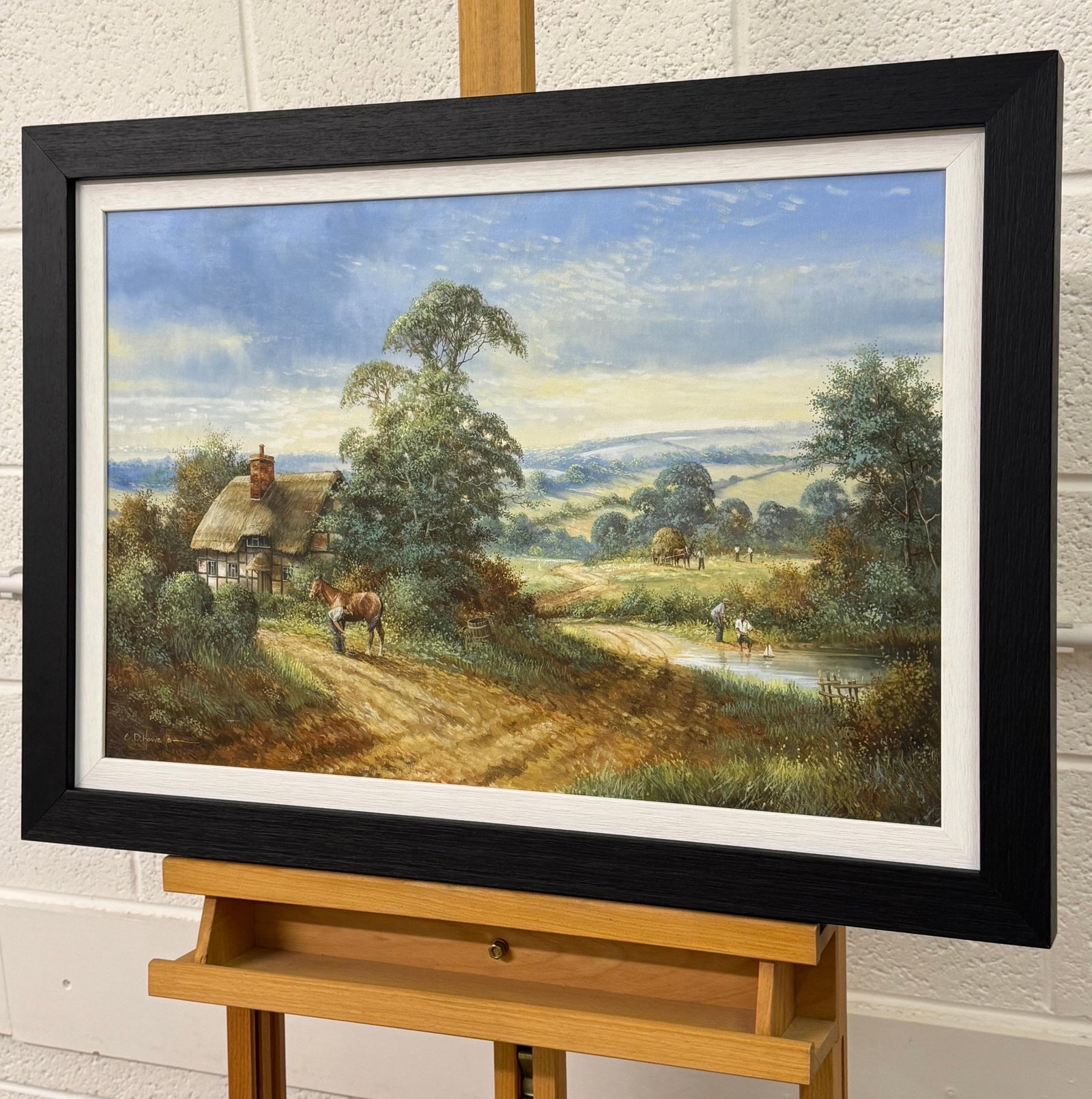 Rural Scene with Horses, Farm Workers & Thatched Cottage in English Countryside 1980 Circa - 11