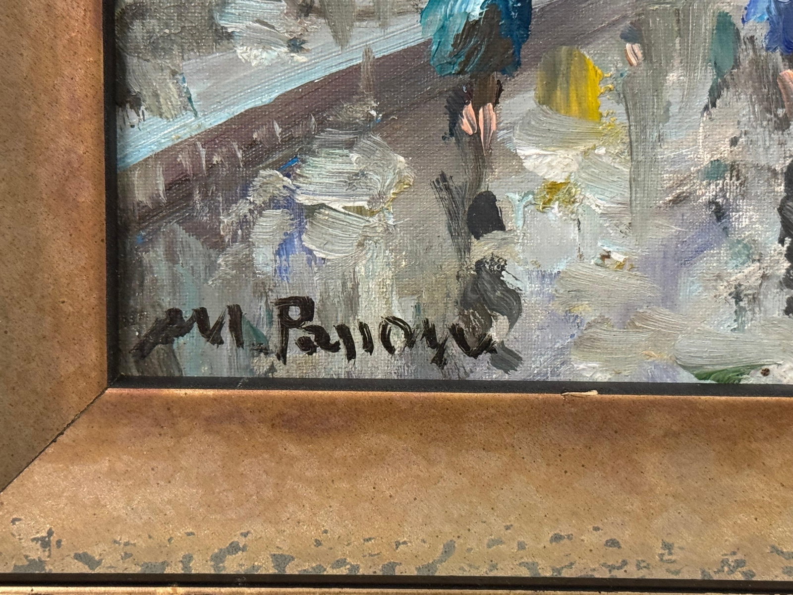 Paris Street Scene with Figures Parisian Street 20th Century Post-Impressionism 1975 Circa - 11